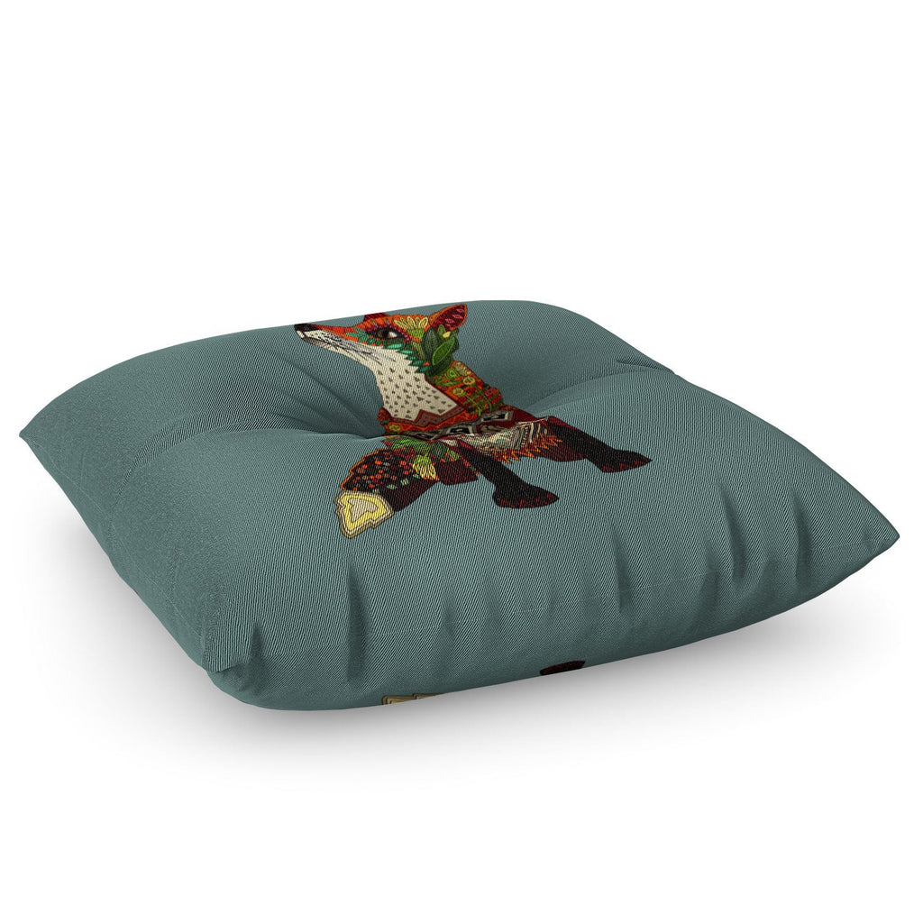 Sharon Turner fox love Floor Pillow Square