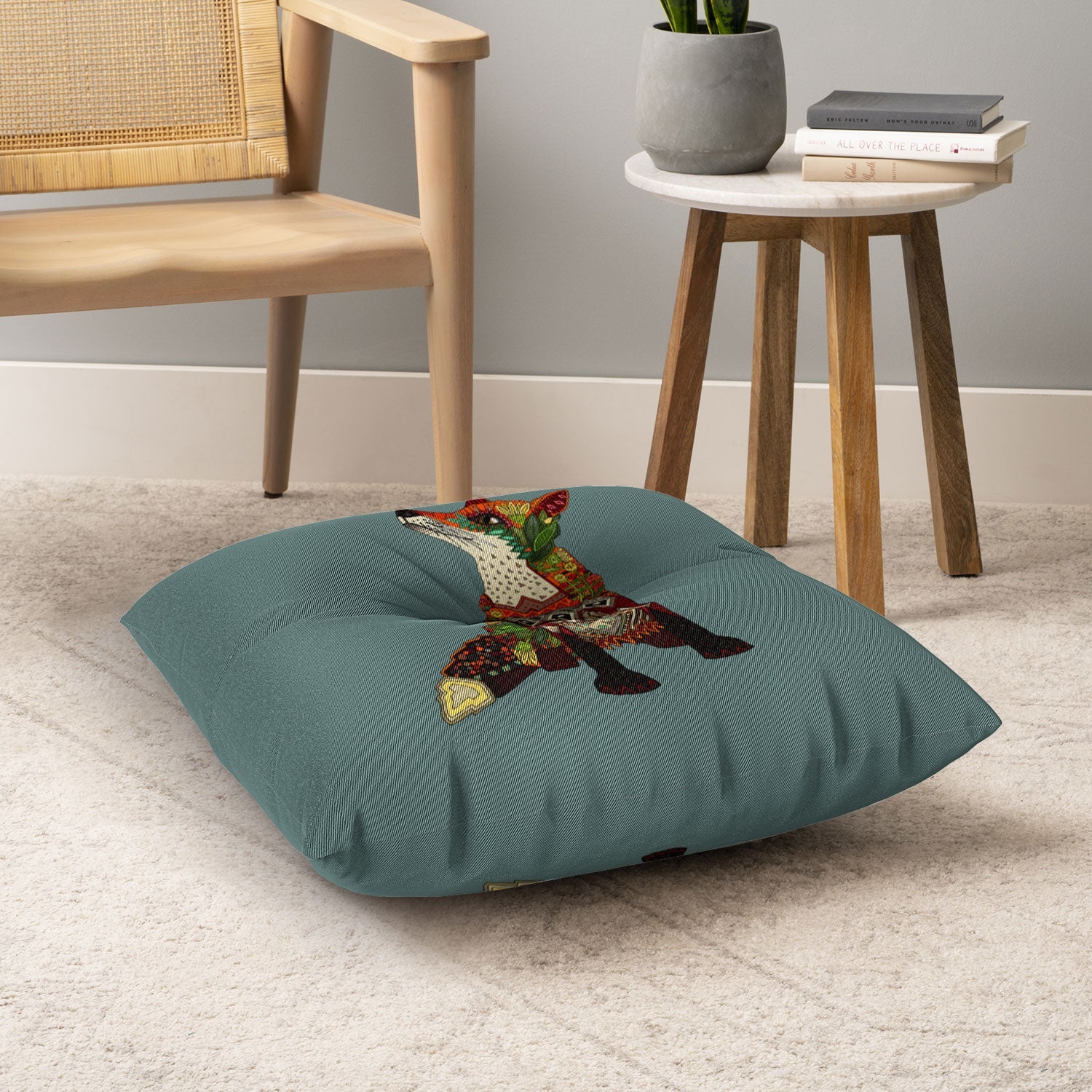 Sharon Turner fox love Floor Pillow Square