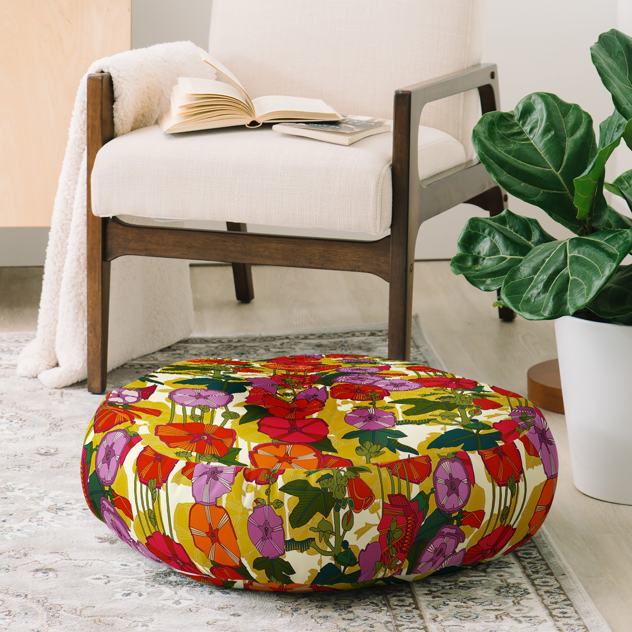 Sharon Turner holly hocky Floor Pillow Round