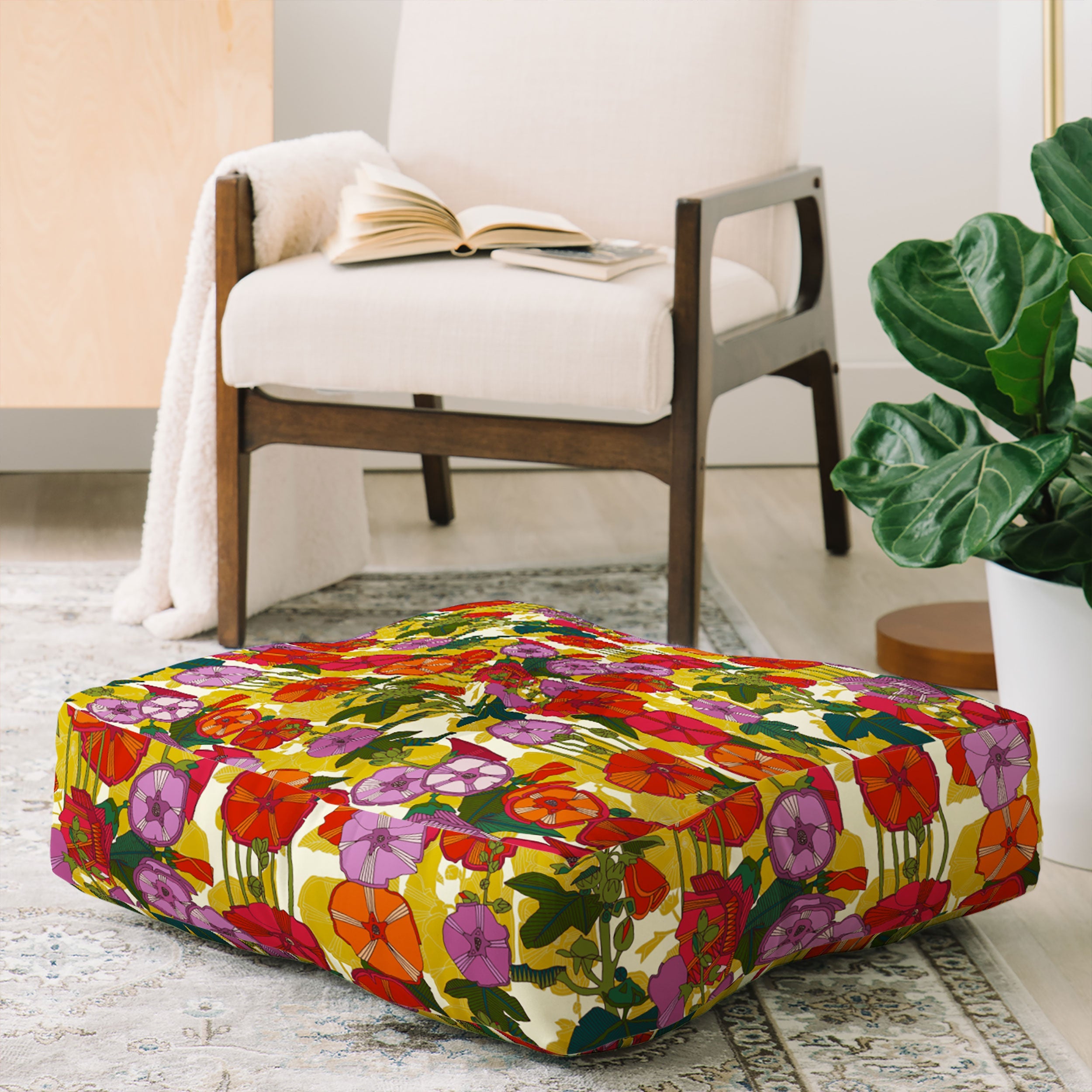 Sharon Turner holly hocky Floor Pillow Square