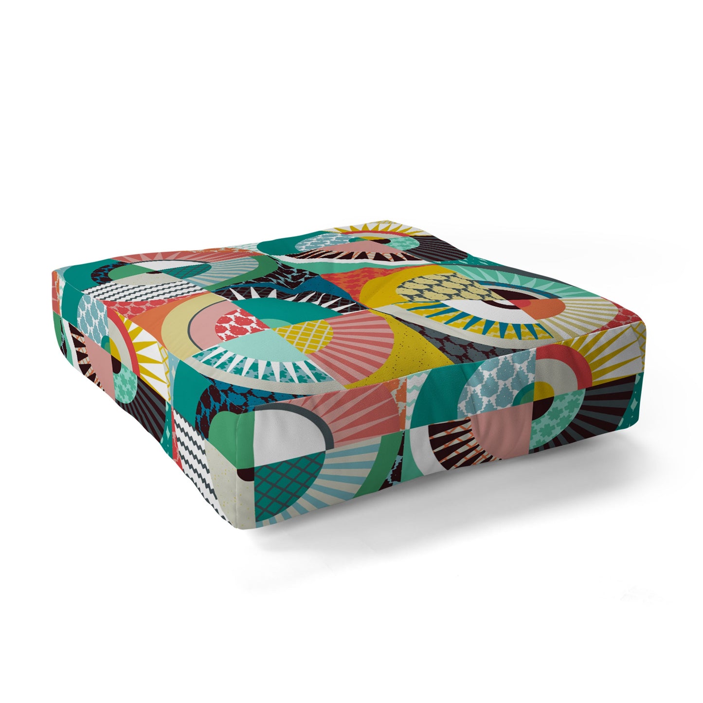 Sharon Turner llama geo squares Floor Pillow Square