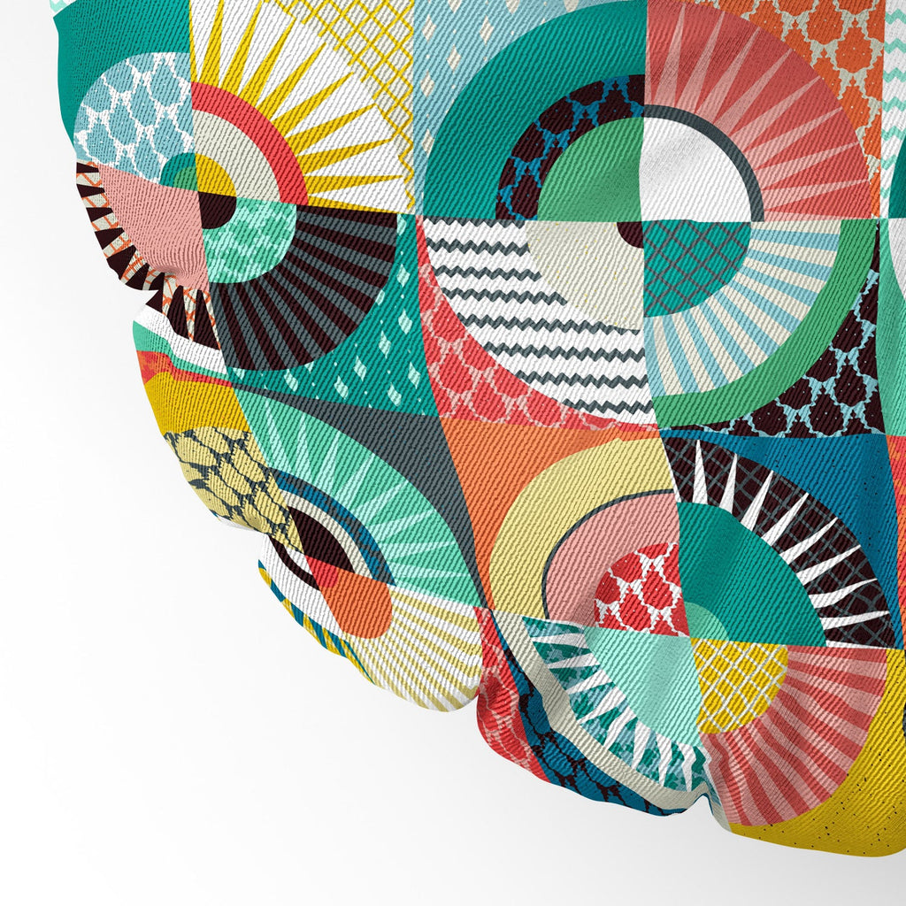 Sharon Turner llama geo squares Floor Pillow Round