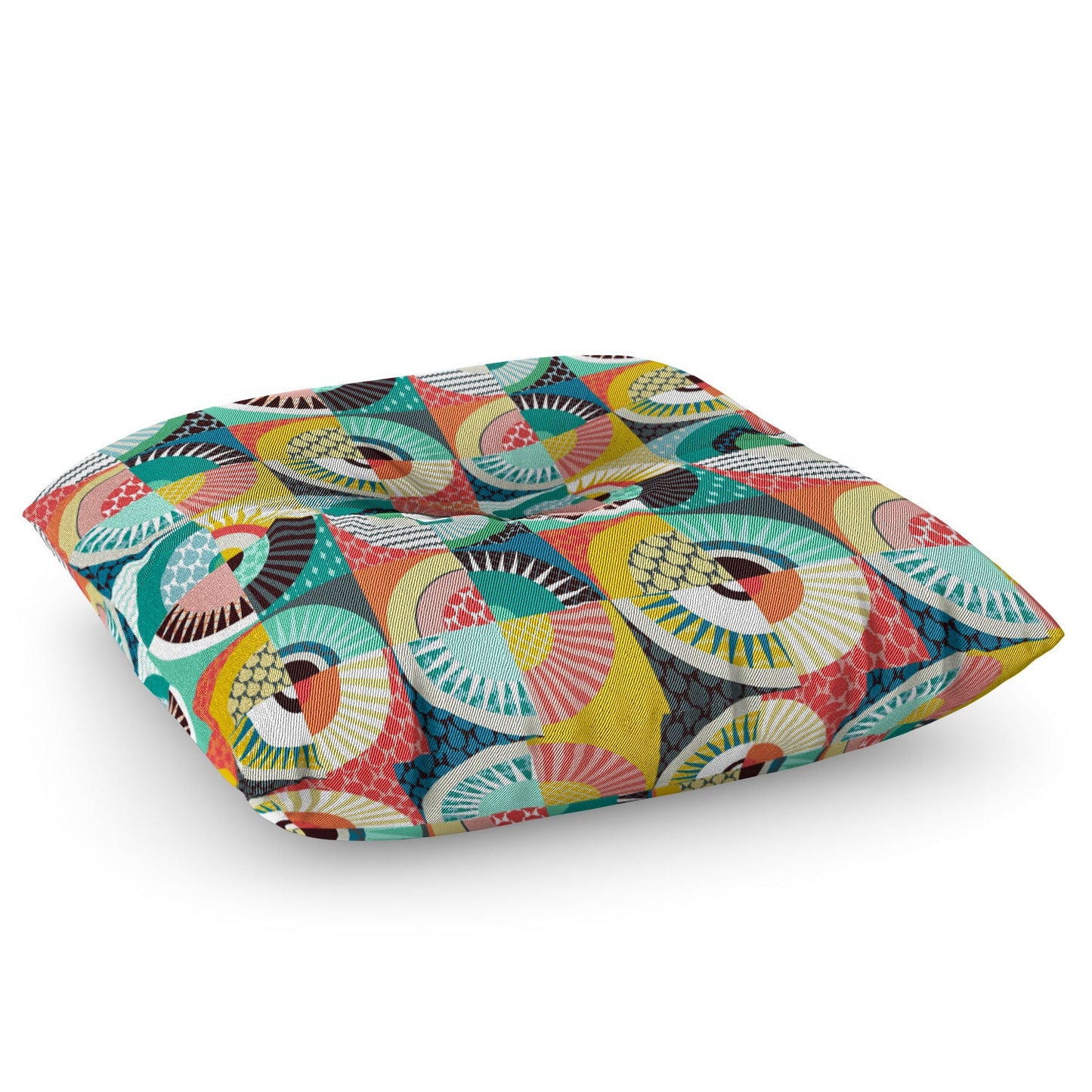 Sharon Turner llama geo squares Floor Pillow Square