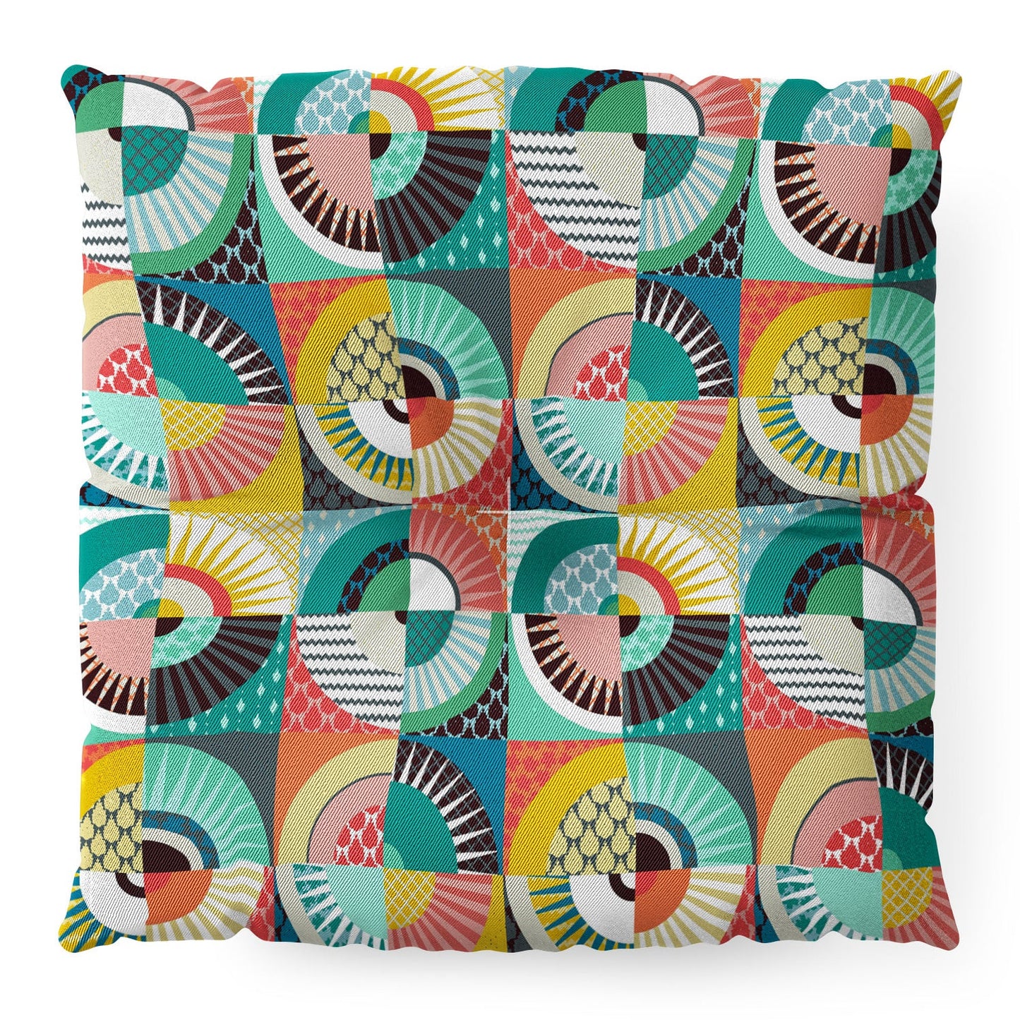 Sharon Turner llama geo squares Floor Pillow Square
