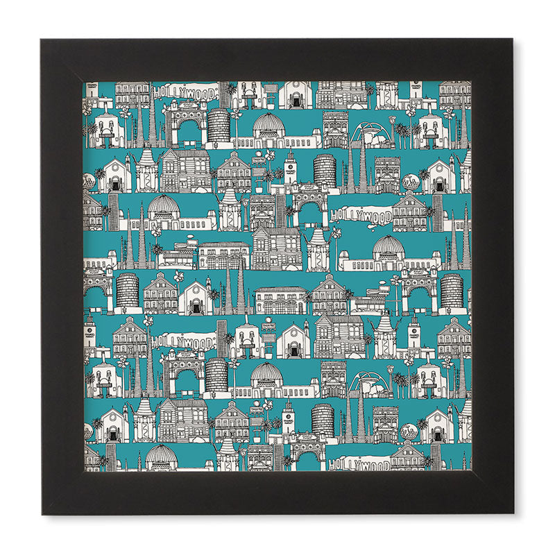 Sharon Turner Los Angeles Teal Framed Wall Art