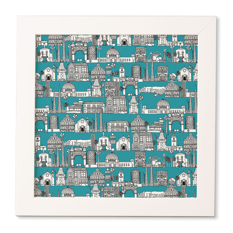 Sharon Turner Los Angeles Teal Framed Wall Art