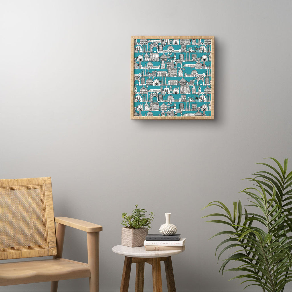 Sharon Turner Los Angeles Teal Framed Wall Art