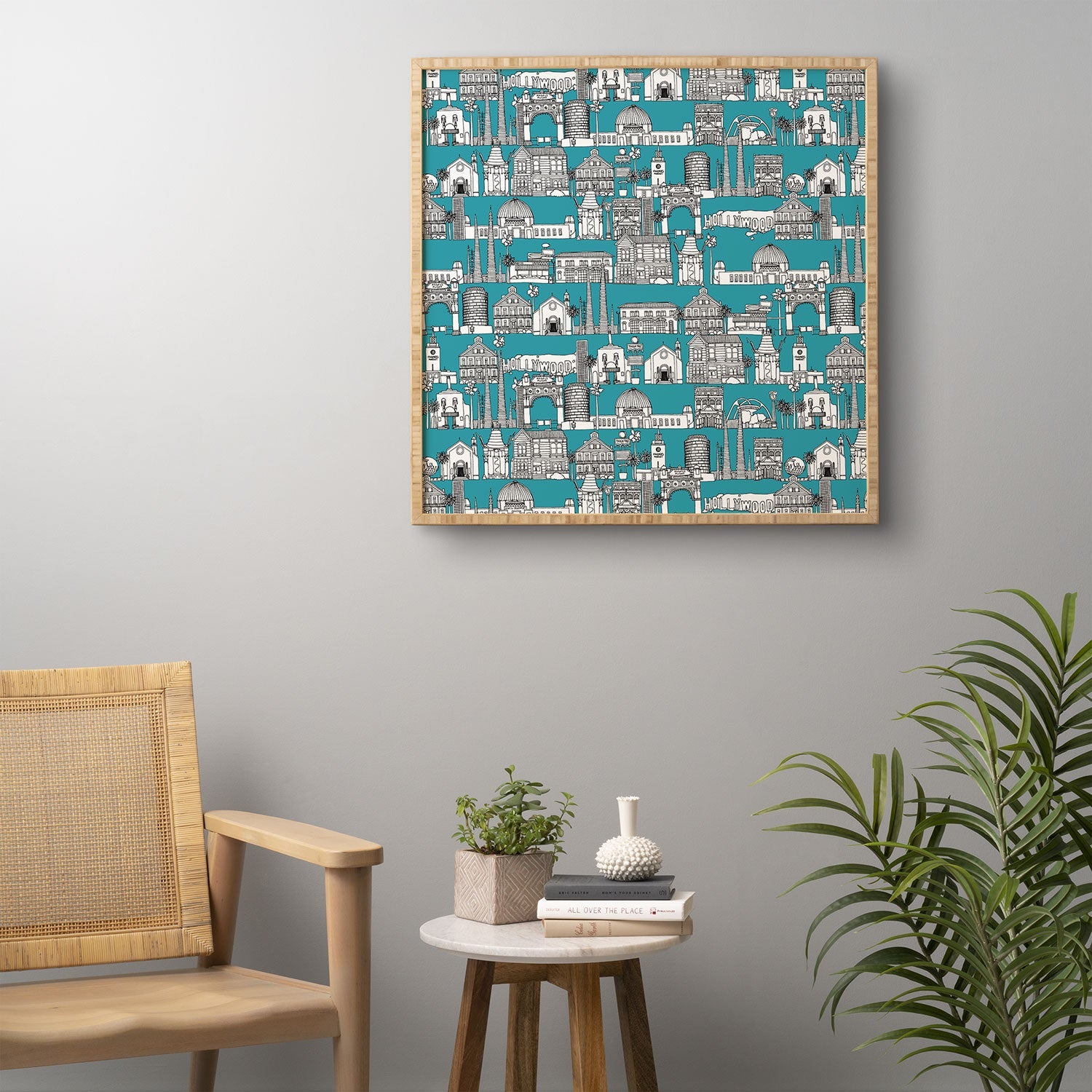 Sharon Turner Los Angeles Teal Framed Wall Art