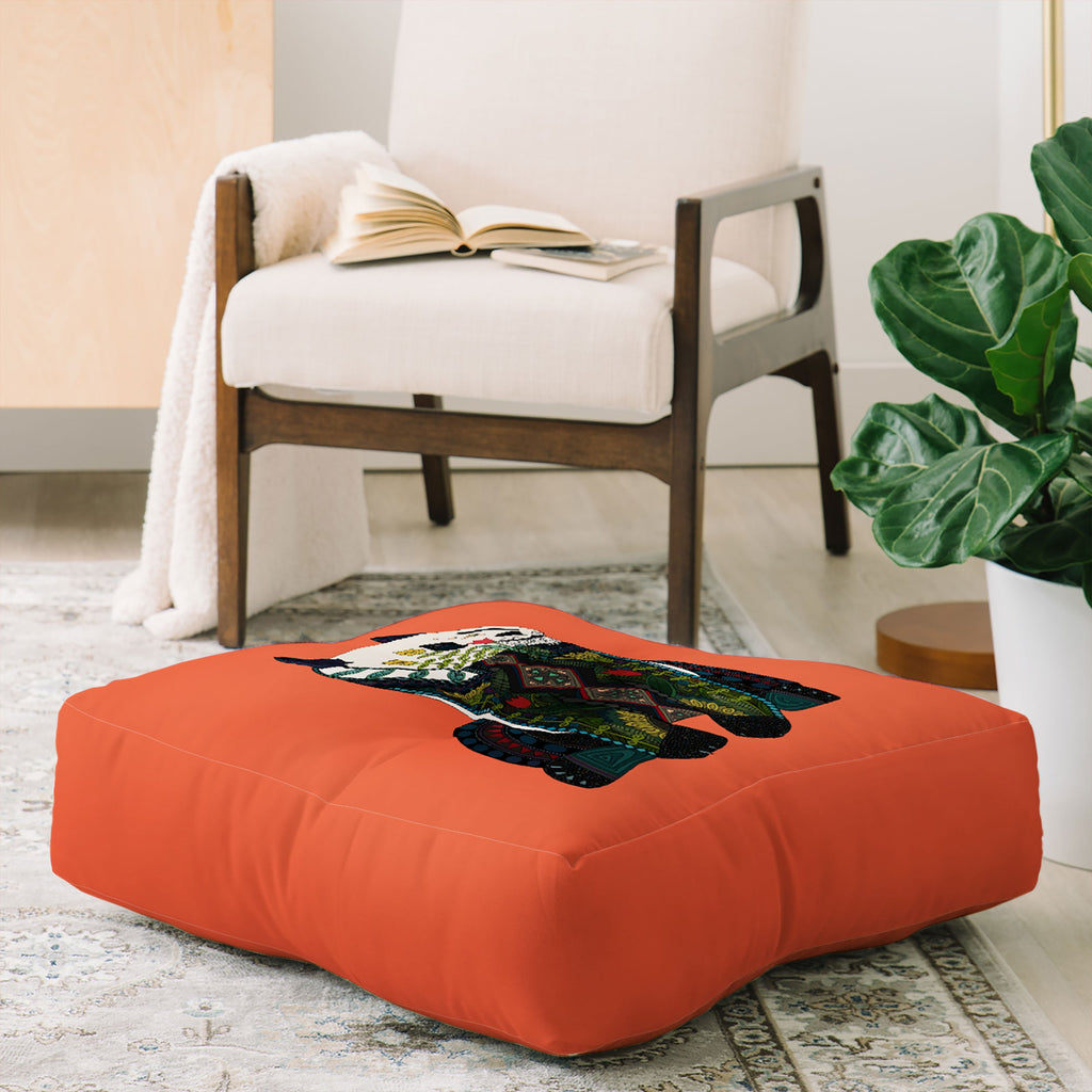 Sharon Turner panda Floor Pillow Square