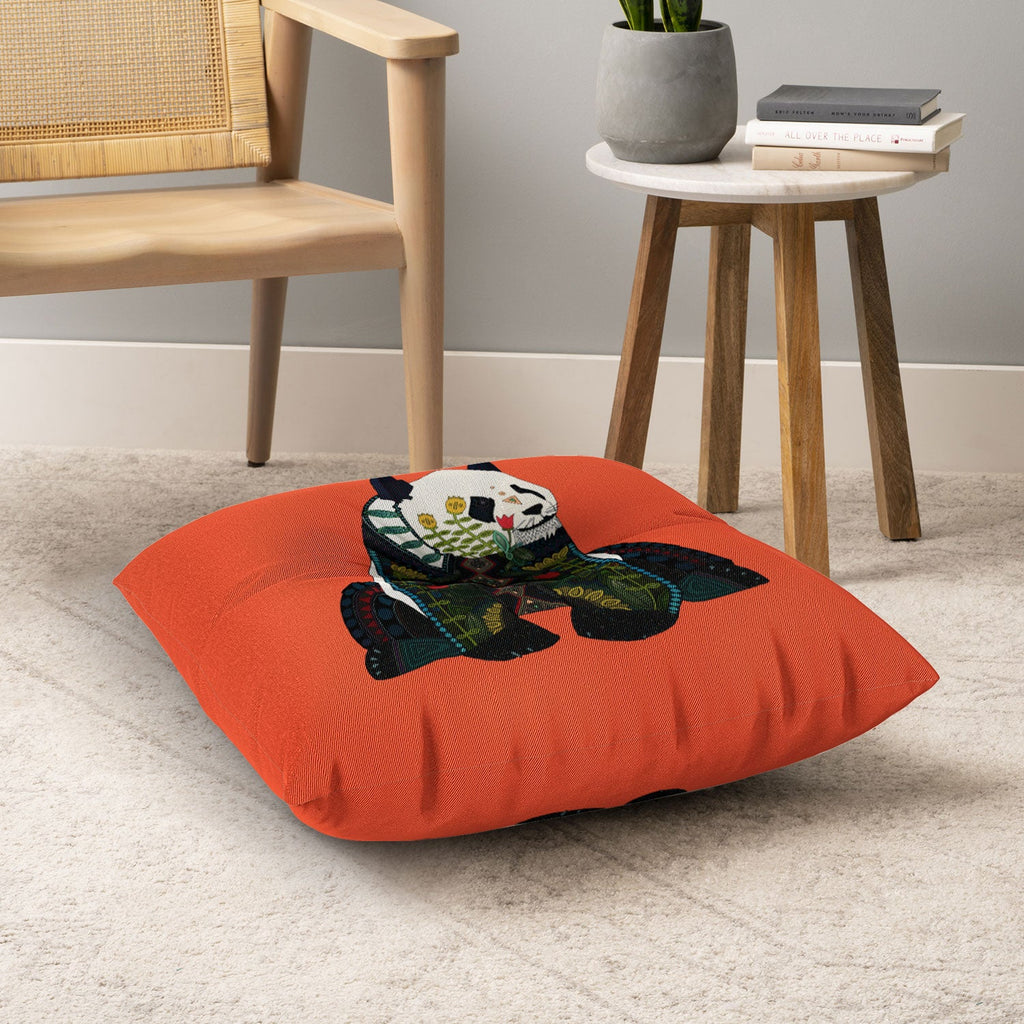 Sharon Turner panda Floor Pillow Square