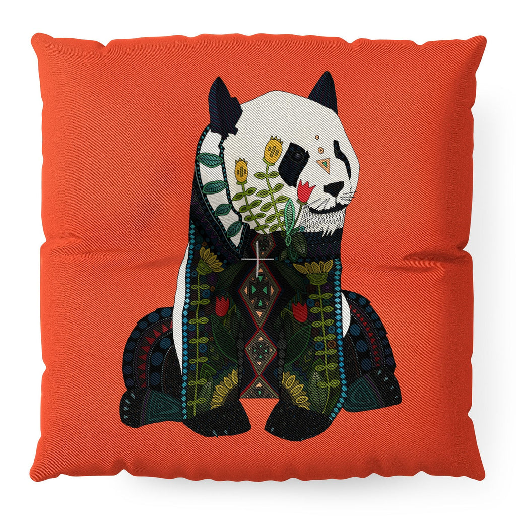 Sharon Turner panda Floor Pillow Square