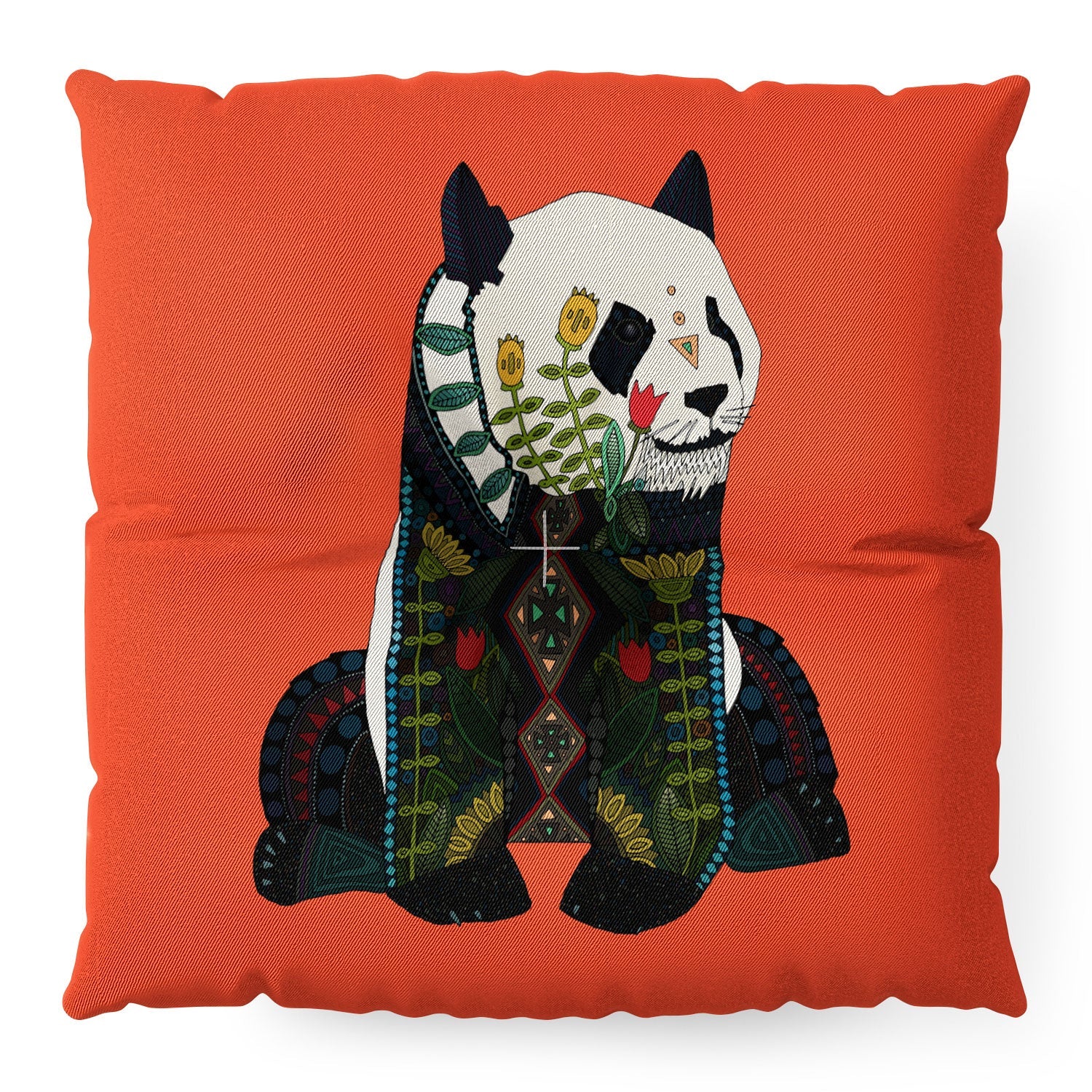 Sharon Turner panda Floor Pillow Square