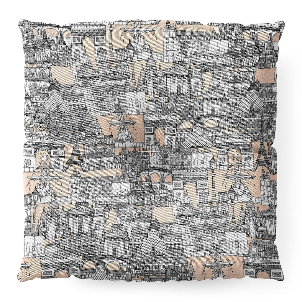 Sharon Turner Paris toile sugar pink Floor Pillow Square