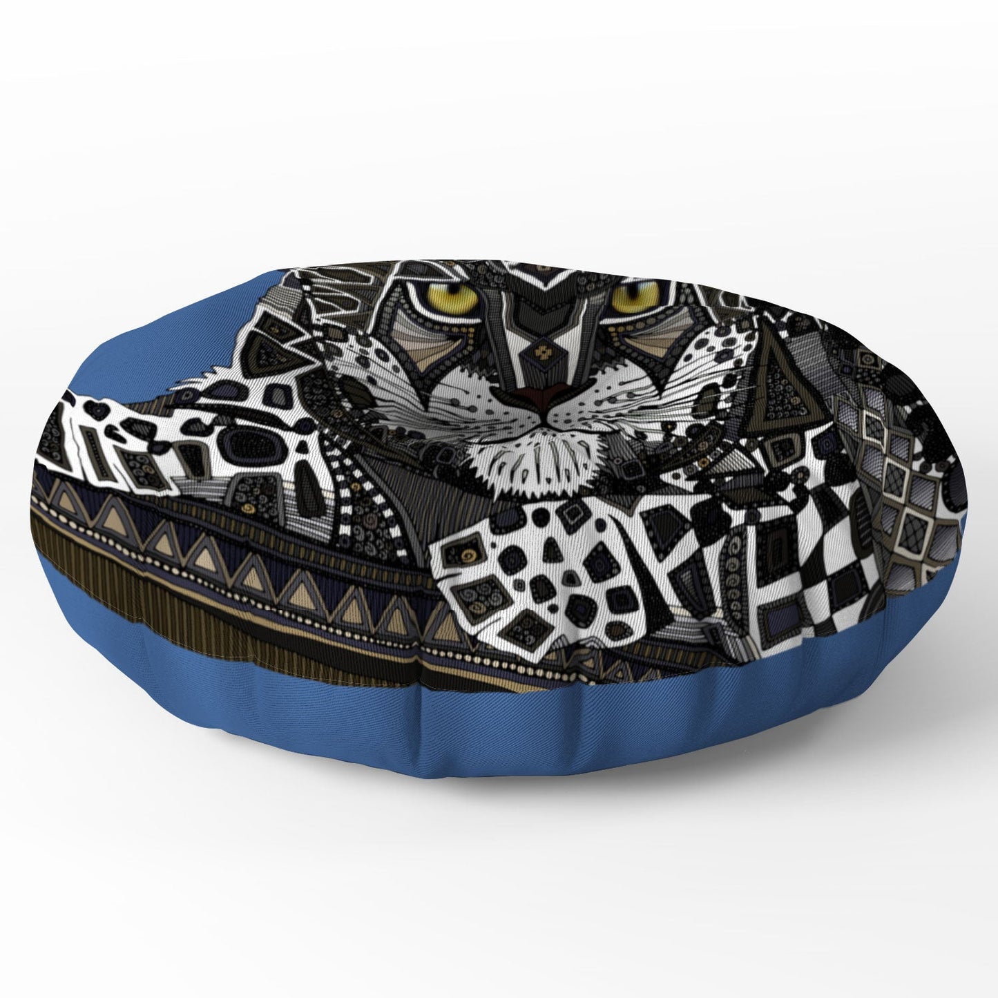 Sharon Turner snow leopard blue Floor Pillow Round
