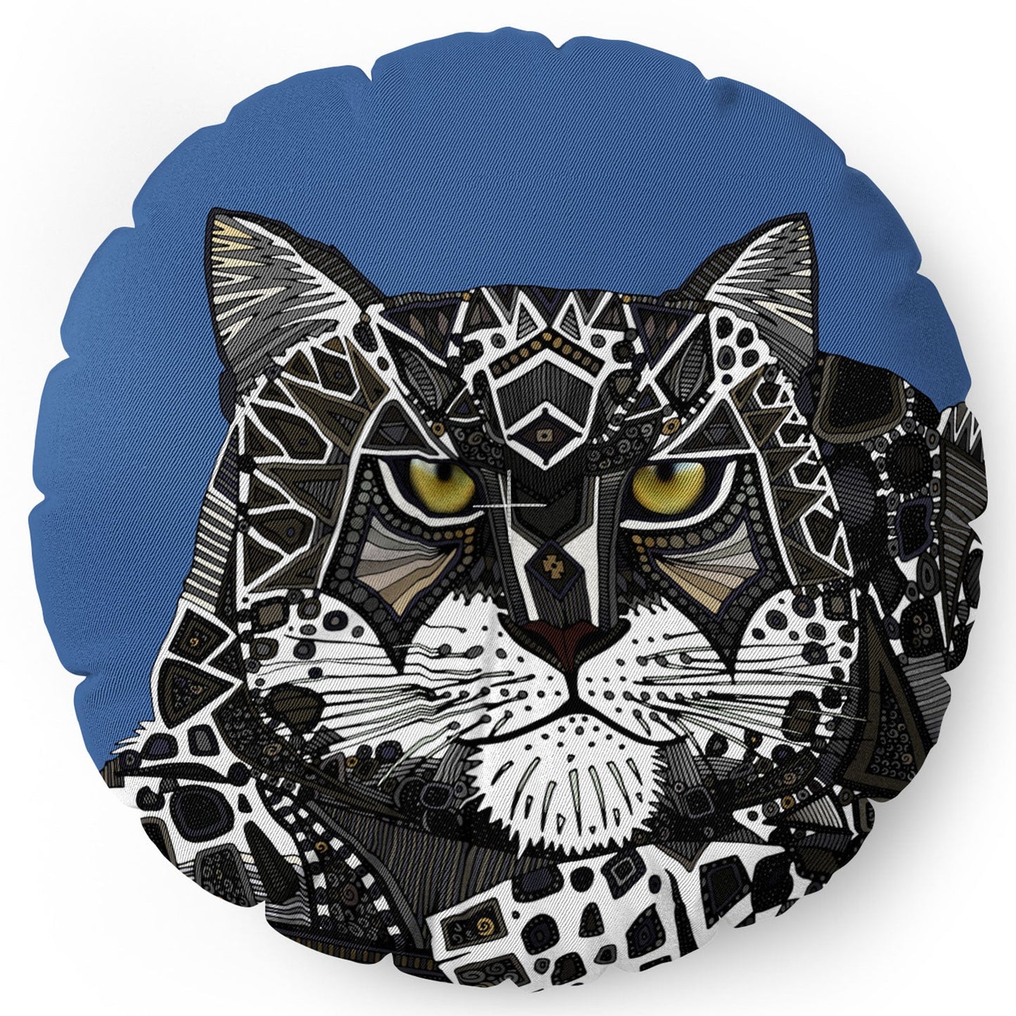 Sharon Turner snow leopard blue Floor Pillow Round