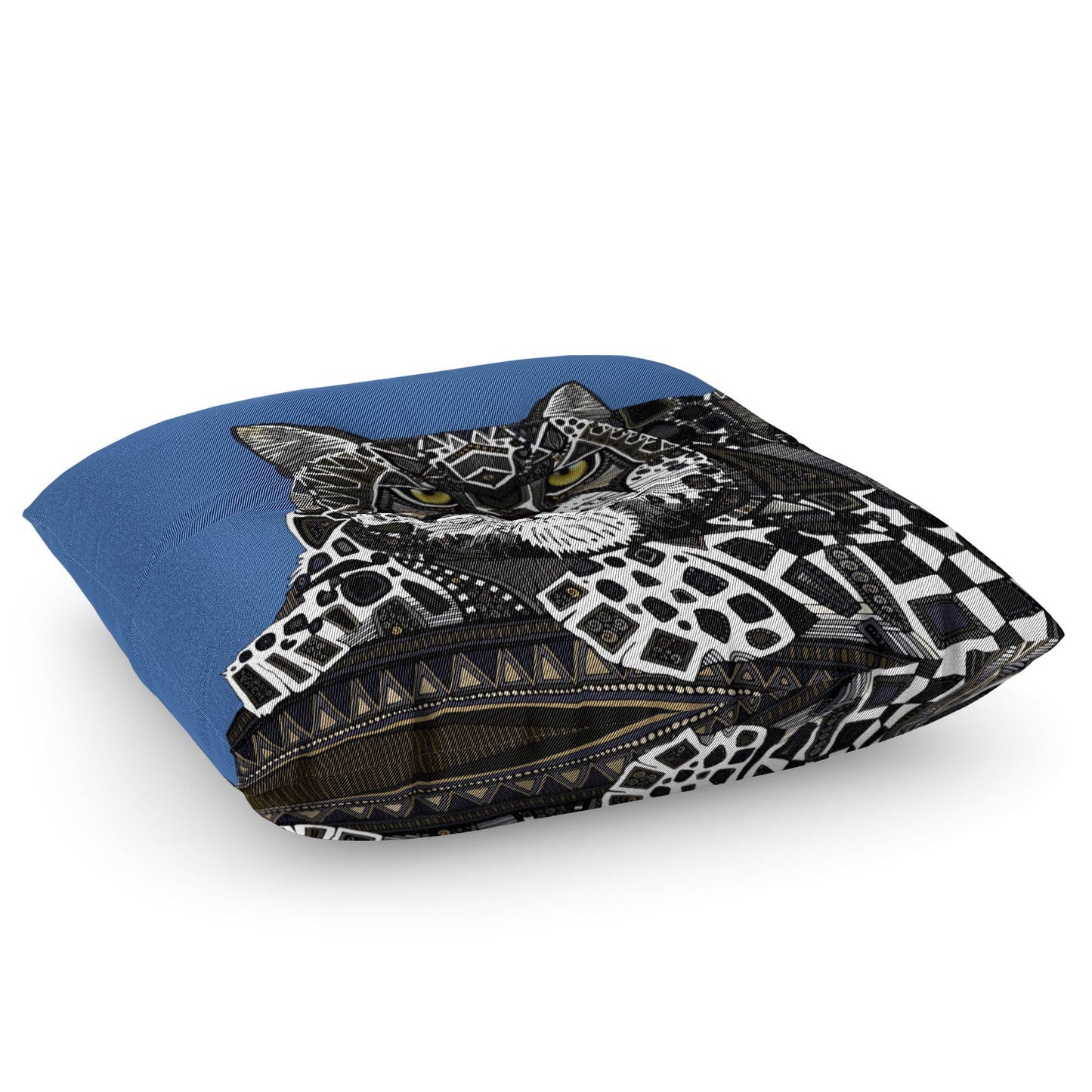 Sharon Turner snow leopard blue Floor Pillow Square
