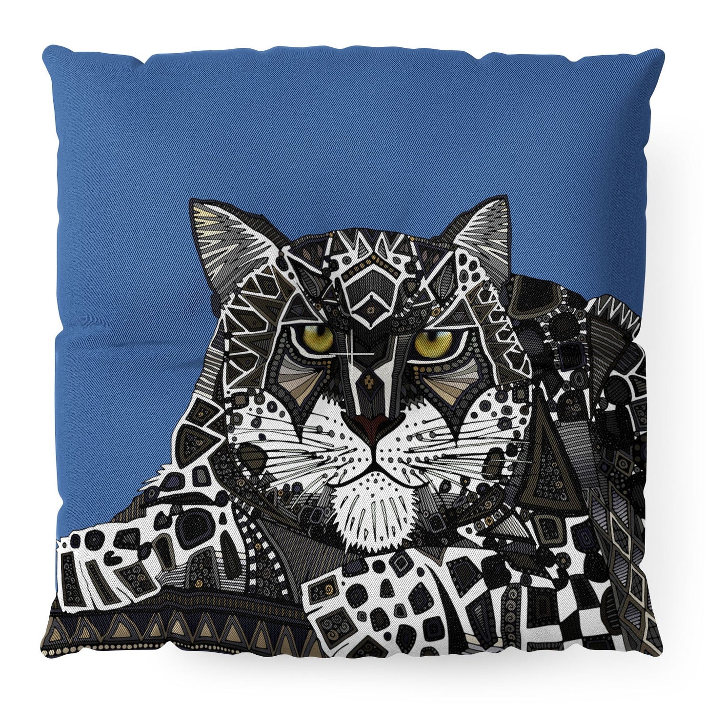 Sharon Turner snow leopard blue Floor Pillow Square