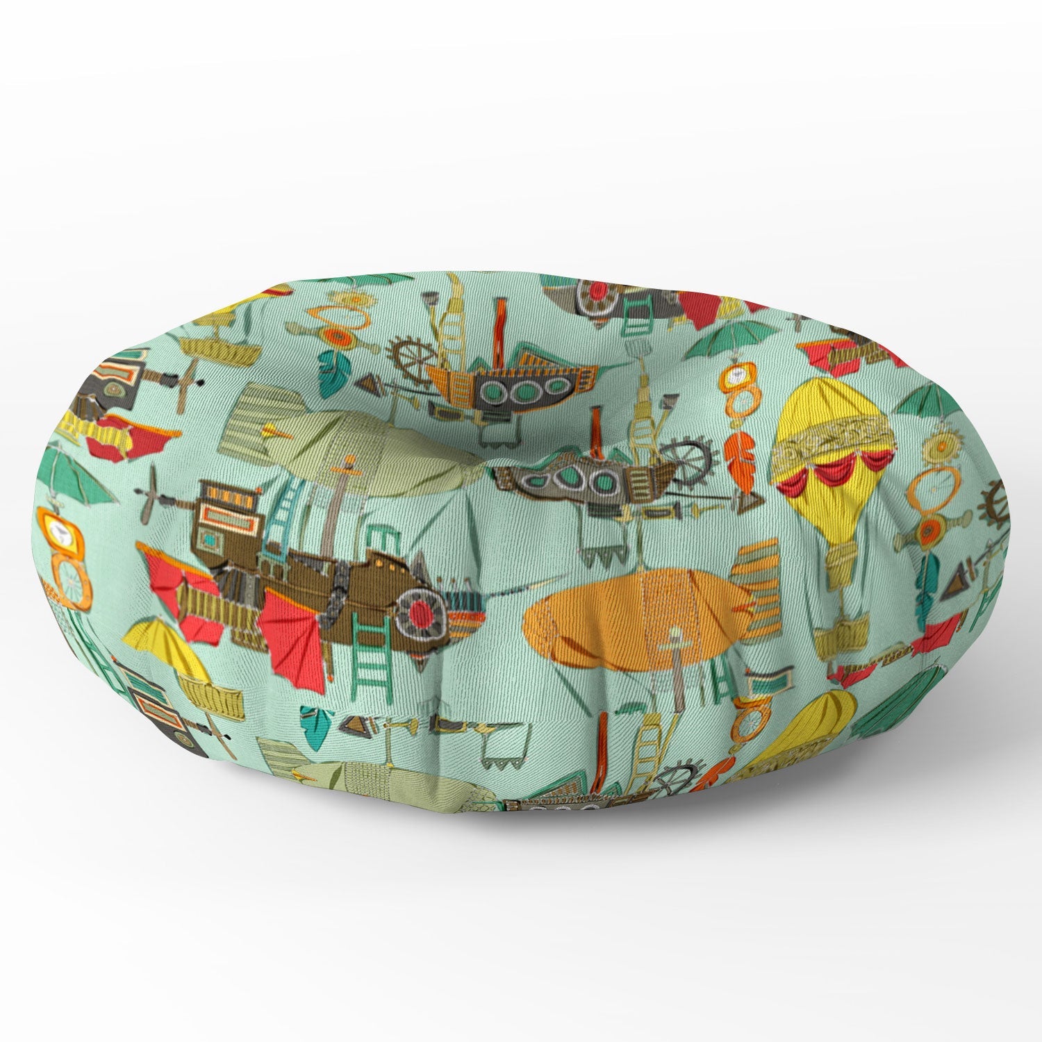 Sharon Turner steampunk sky Floor Pillow Round