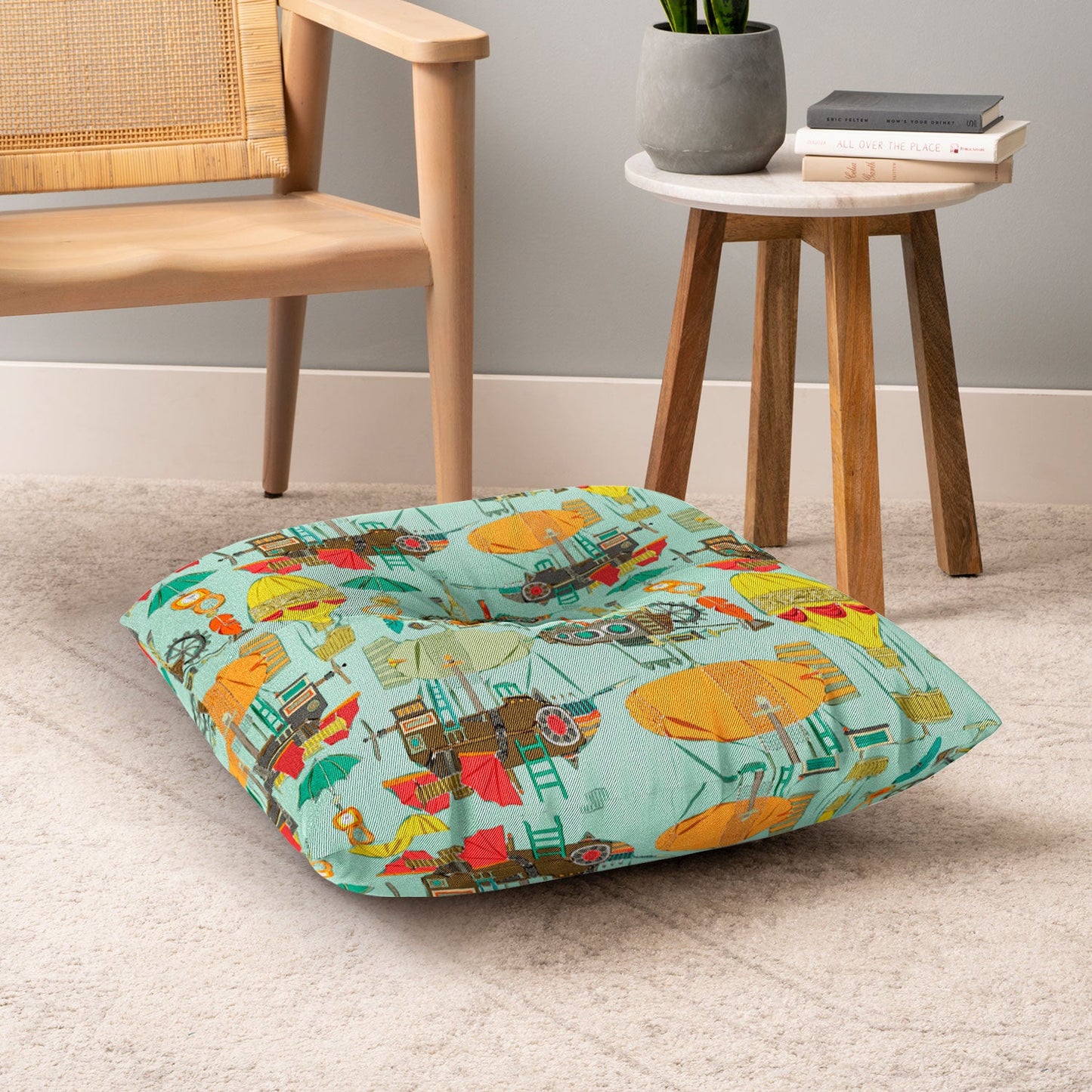 Sharon Turner steampunk sky Floor Pillow Square