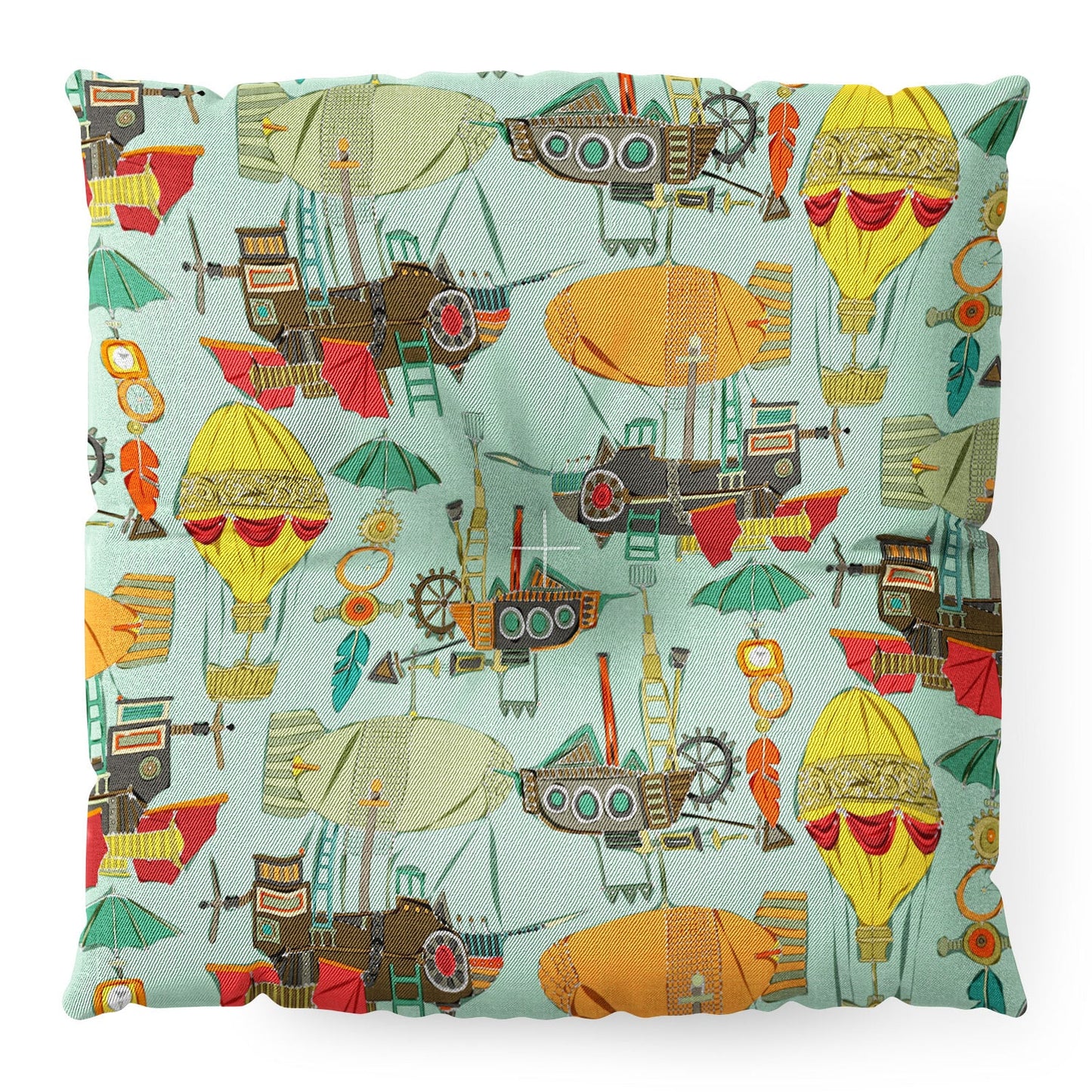 Sharon Turner steampunk sky Floor Pillow Square