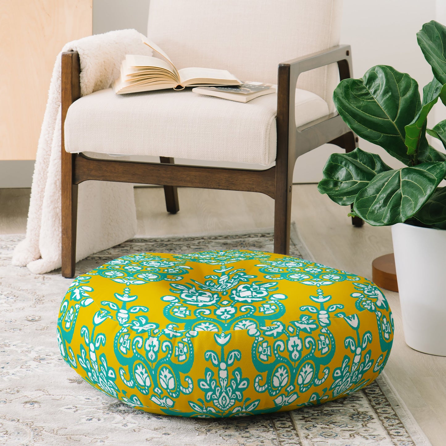Sharon Turner Yasmita damask ikat Floor Pillow Round
