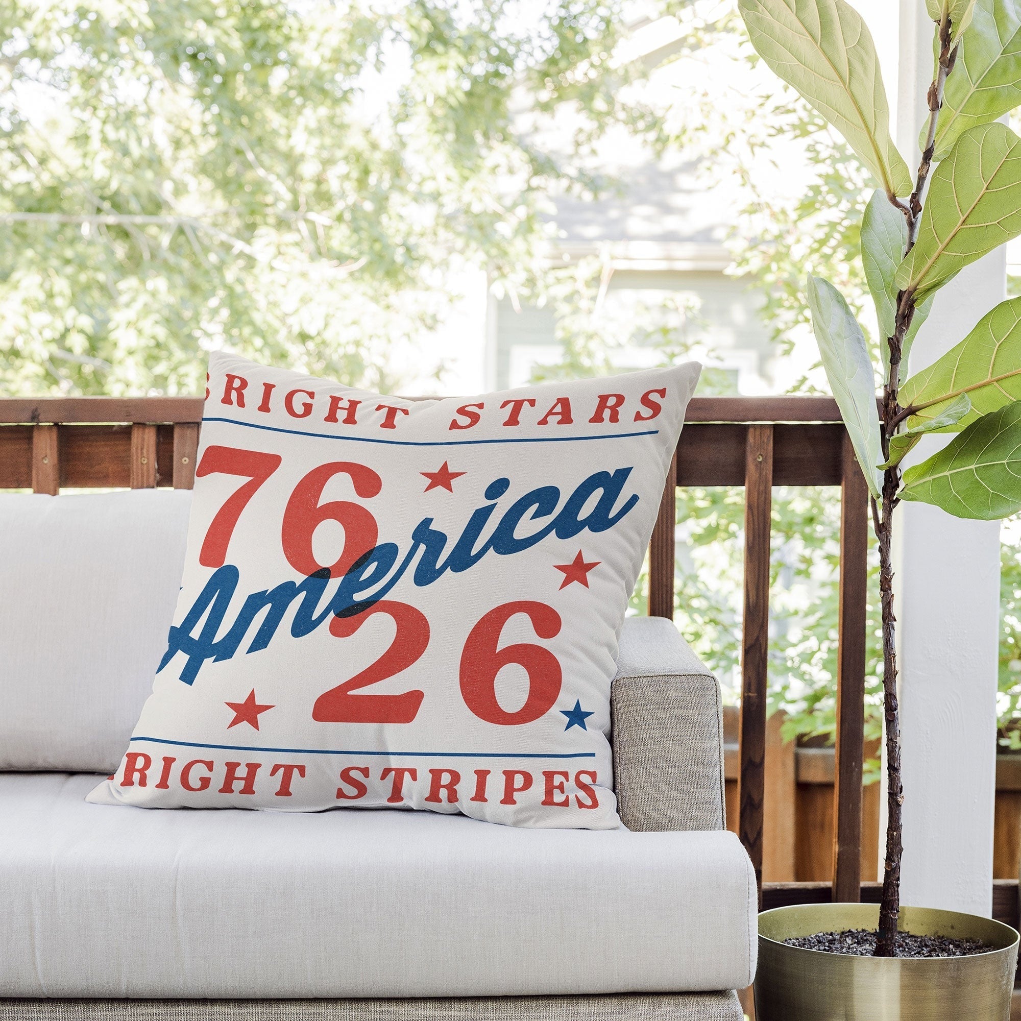 DENY Designs Bright Stars Bright Stripes Outdoor Throw Pillow