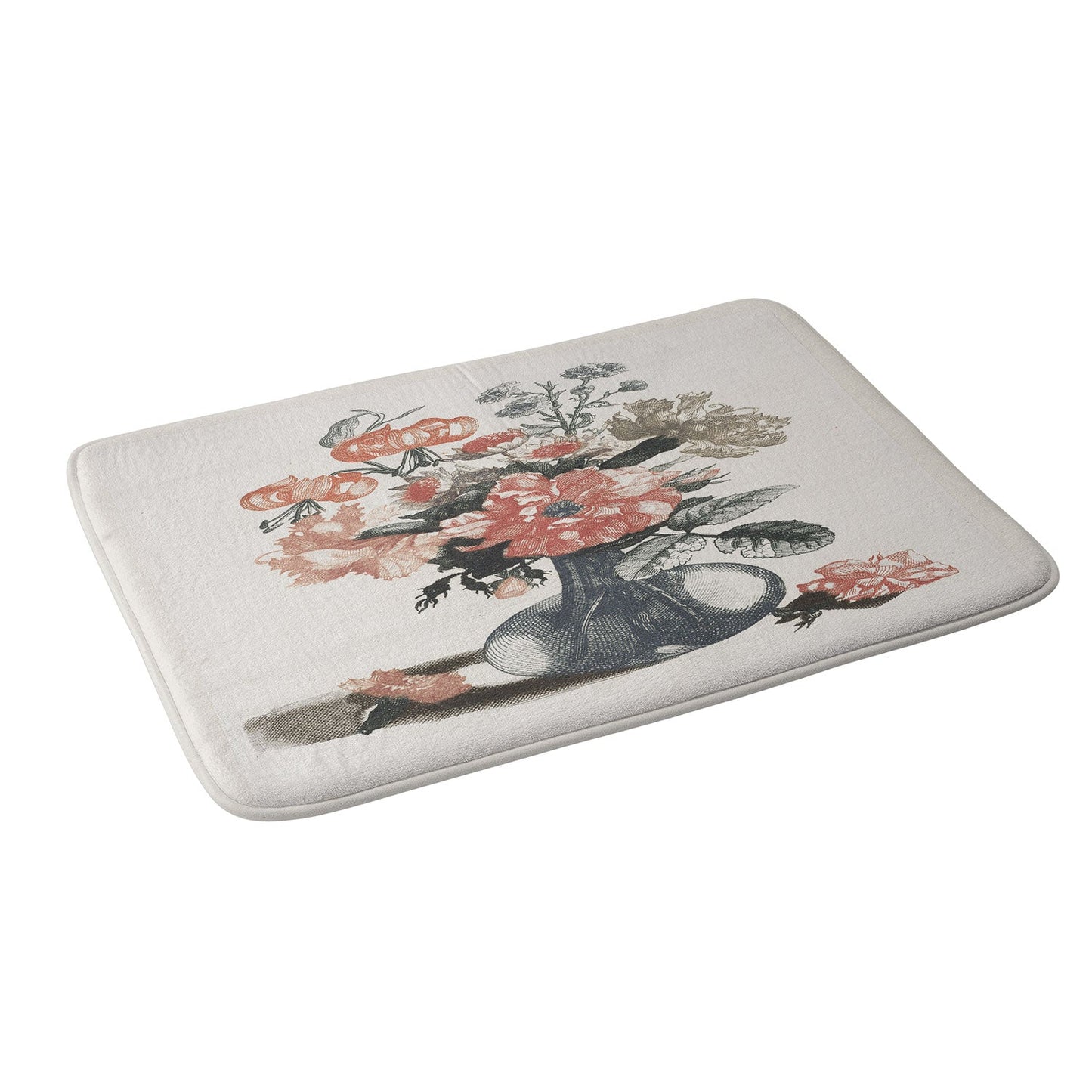 Shopability Five Prints of Flowers in Vase Memory Foam Bath Mat