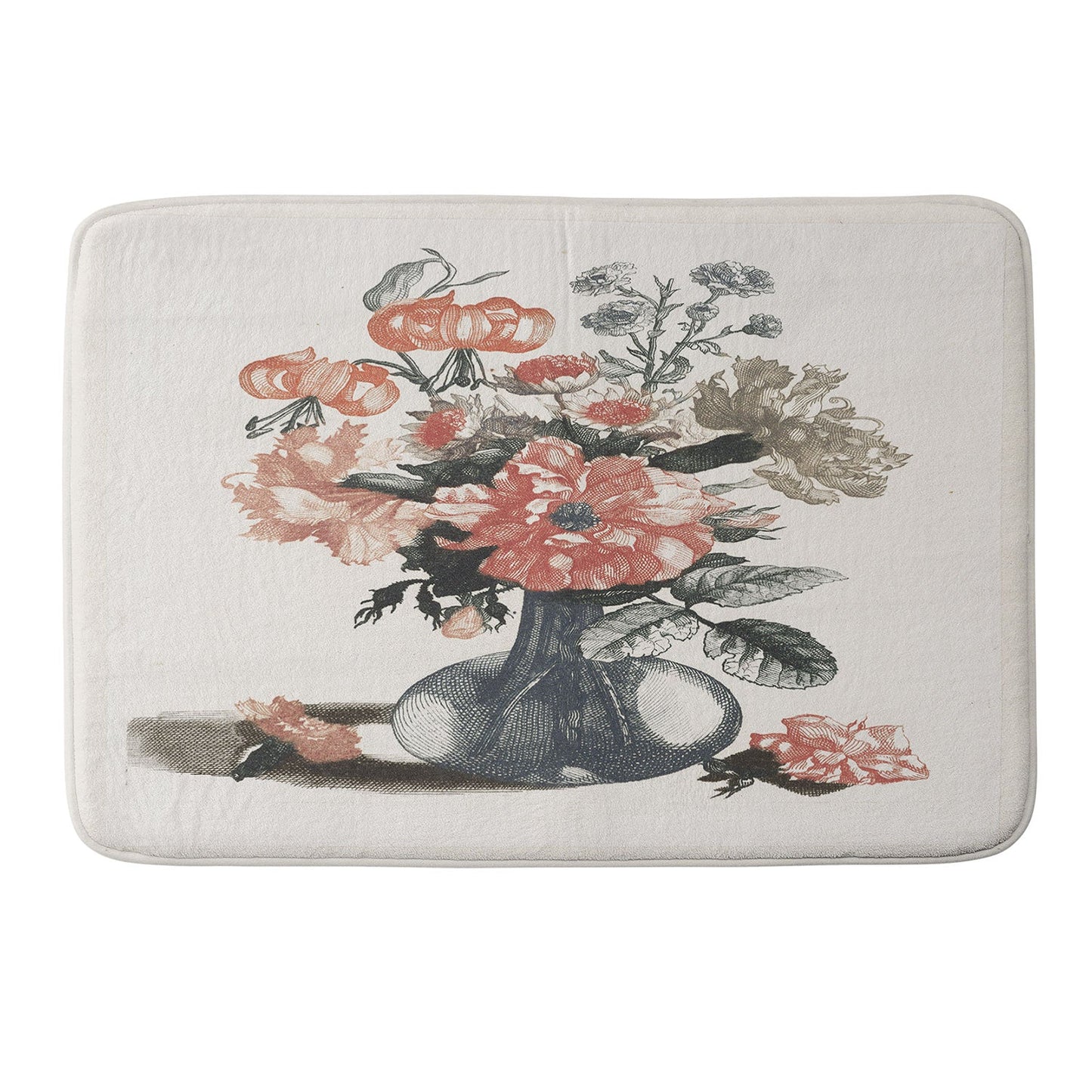 Shopability Five Prints of Flowers in Vase Memory Foam Bath Mat