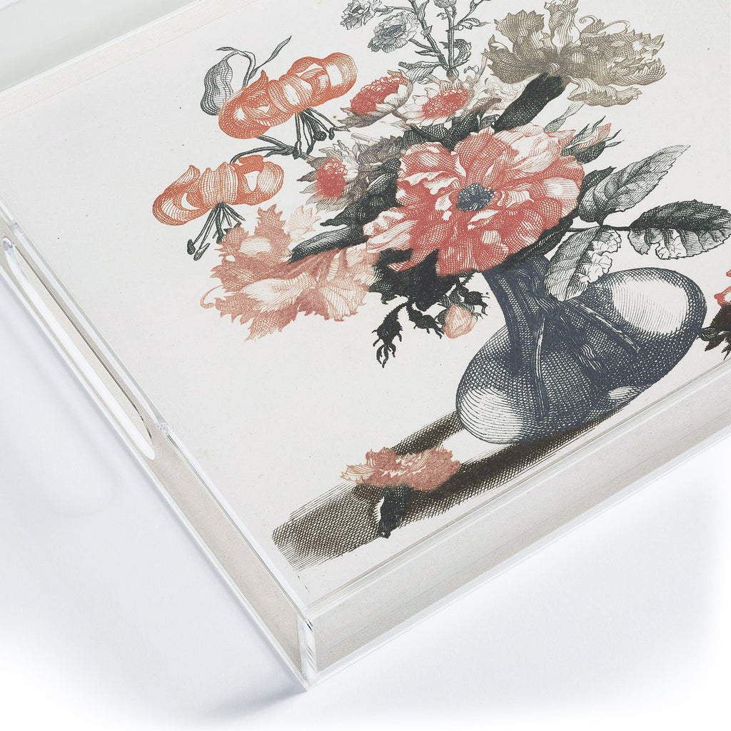 Shopability Five Prints of Flowers in Vase Acrylic Tray