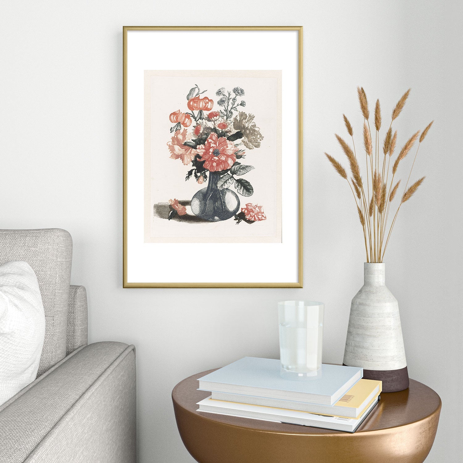 Shopability Five Prints of Flowers in Vase Metal Framed Art Print
