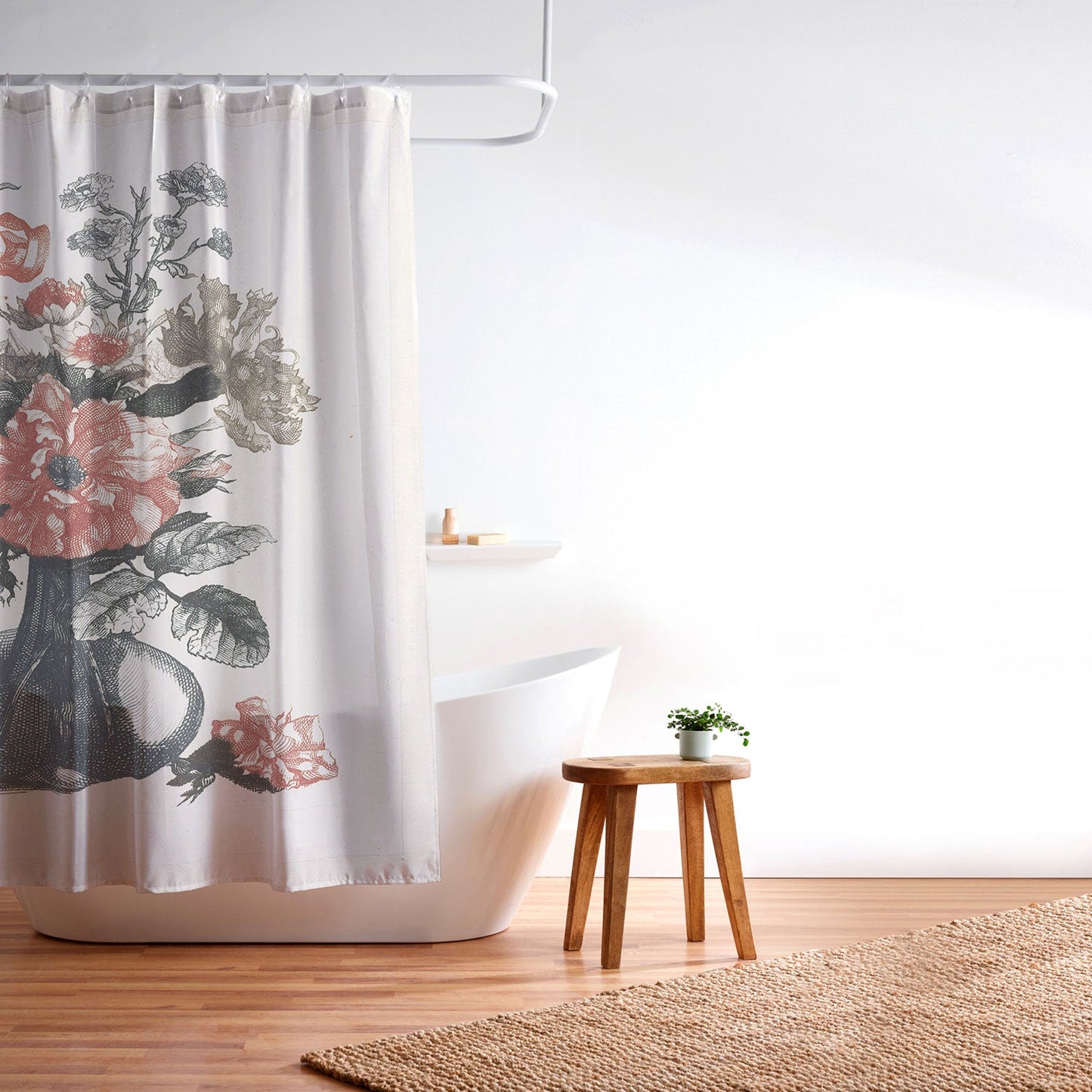 Shopability Five Prints of Flowers in Vase Shower Curtain