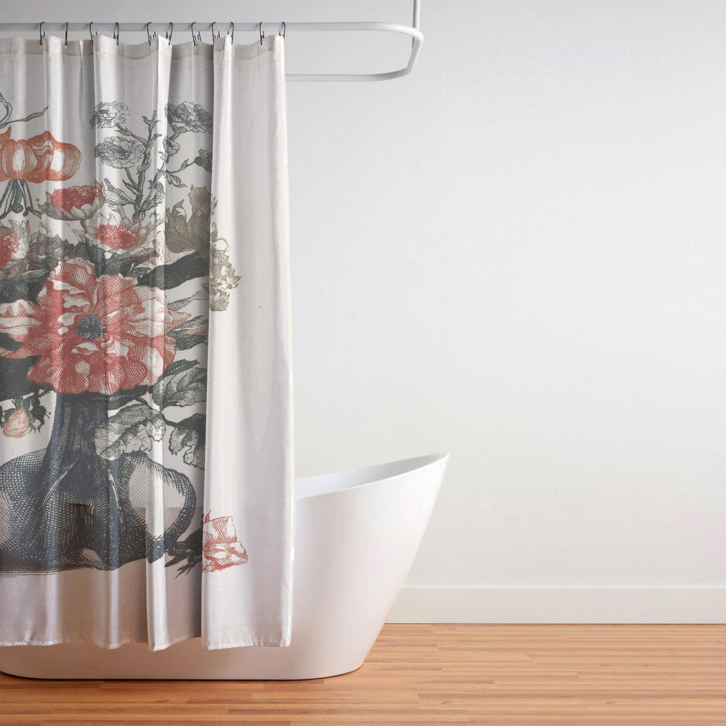 Shopability Five Prints of Flowers in Vase Shower Curtain
