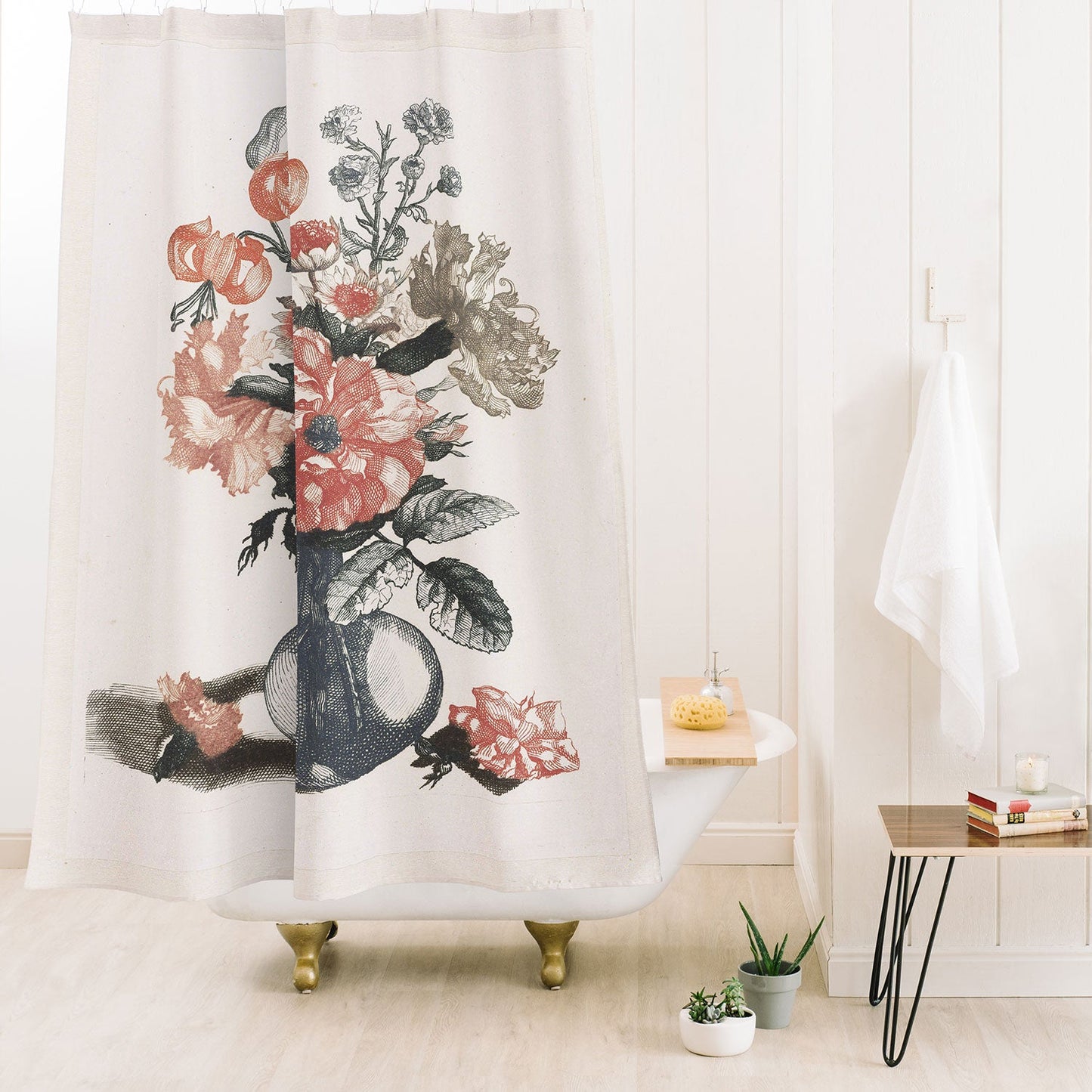 Shopability Five Prints of Flowers in Vase Shower Curtain