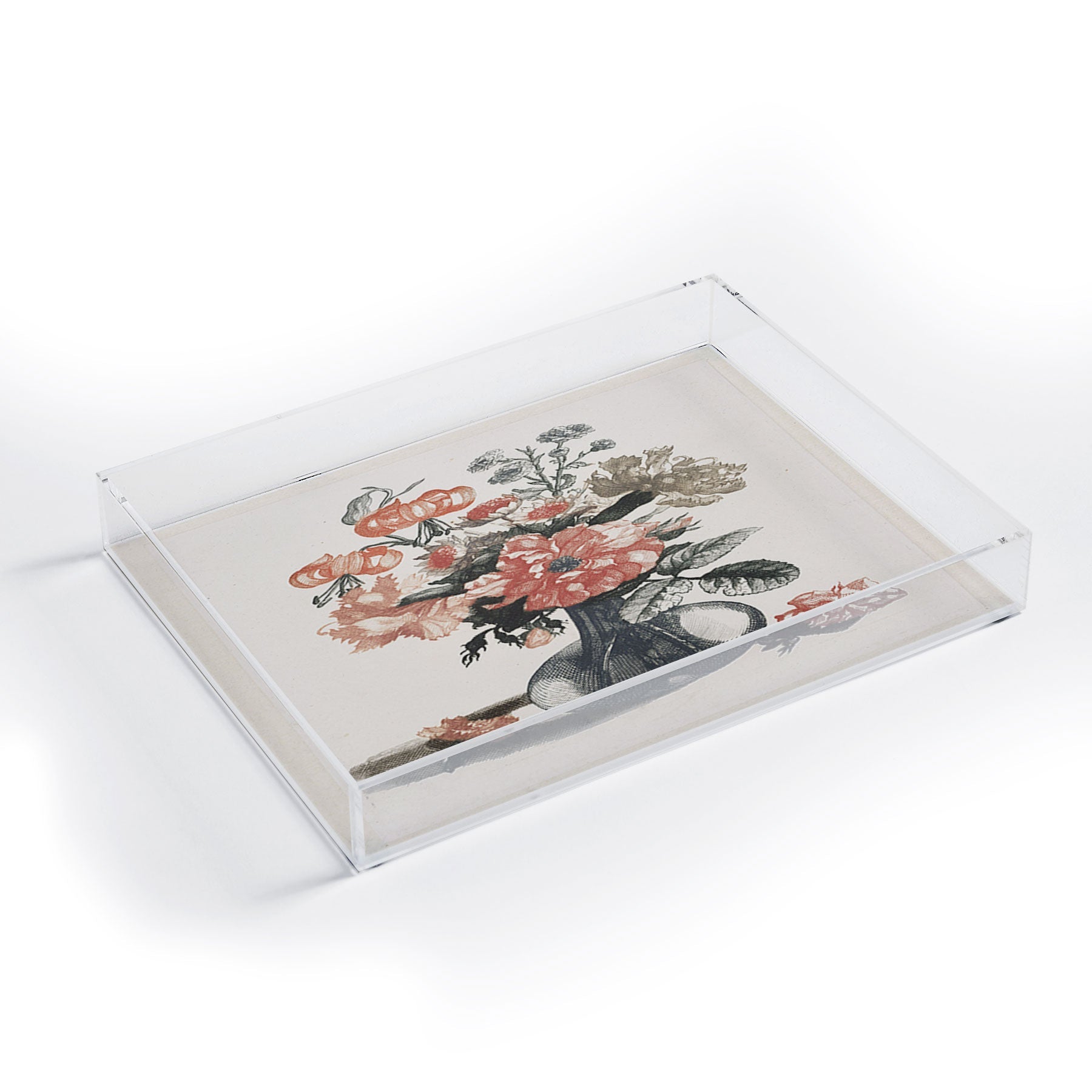 Shopability Five Prints of Flowers in Vase Acrylic Tray