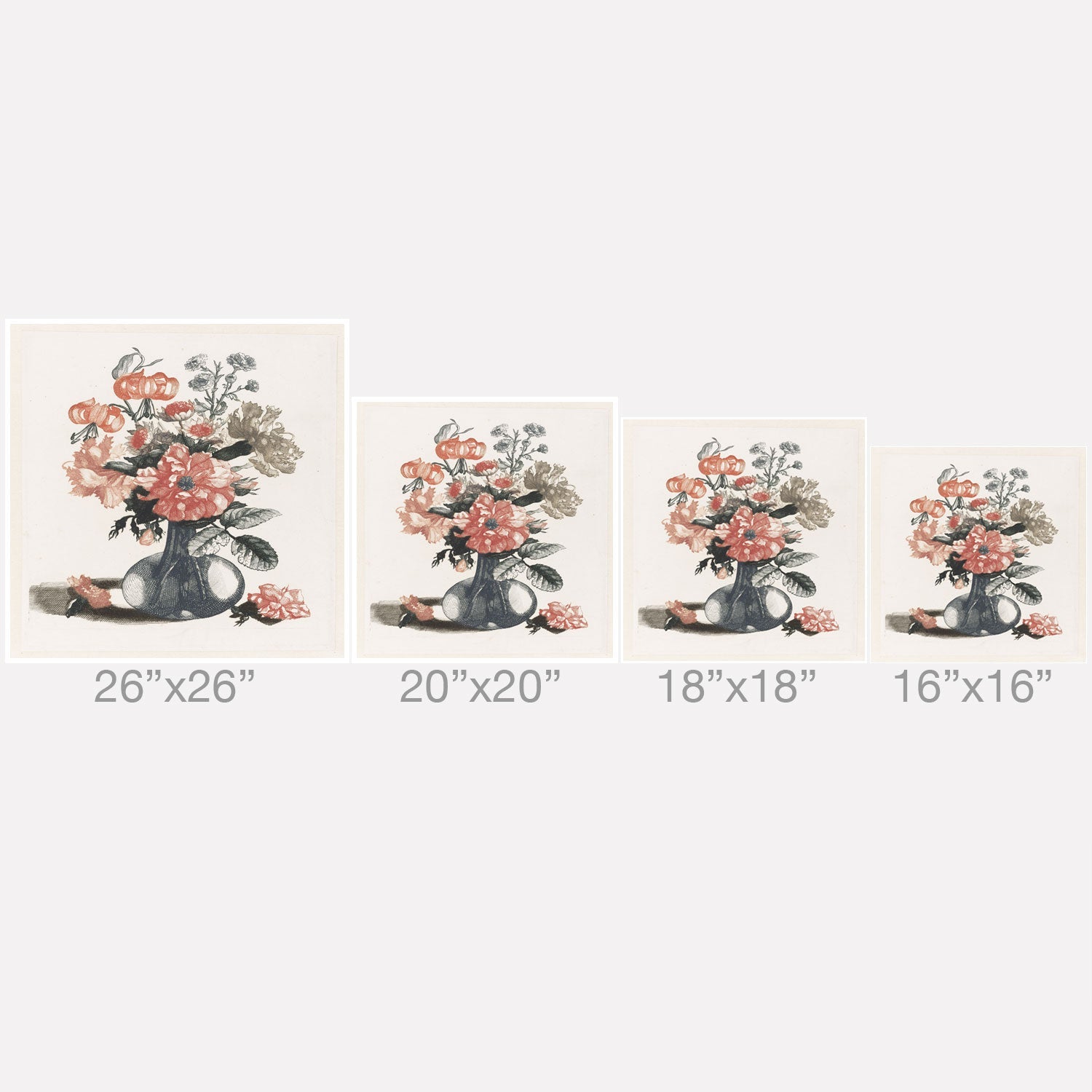 Shopability Five Prints of Flowers in Vase Outdoor Throw Pillow