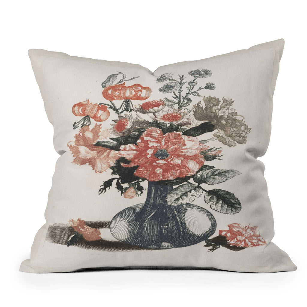 Shopability Five Prints of Flowers in Vase Outdoor Throw Pillow