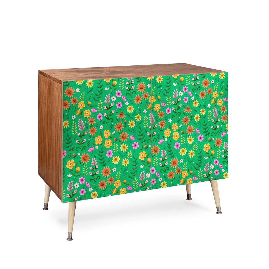 Pimlada Phuapradit Ditsy Spring Floral Green Credenza