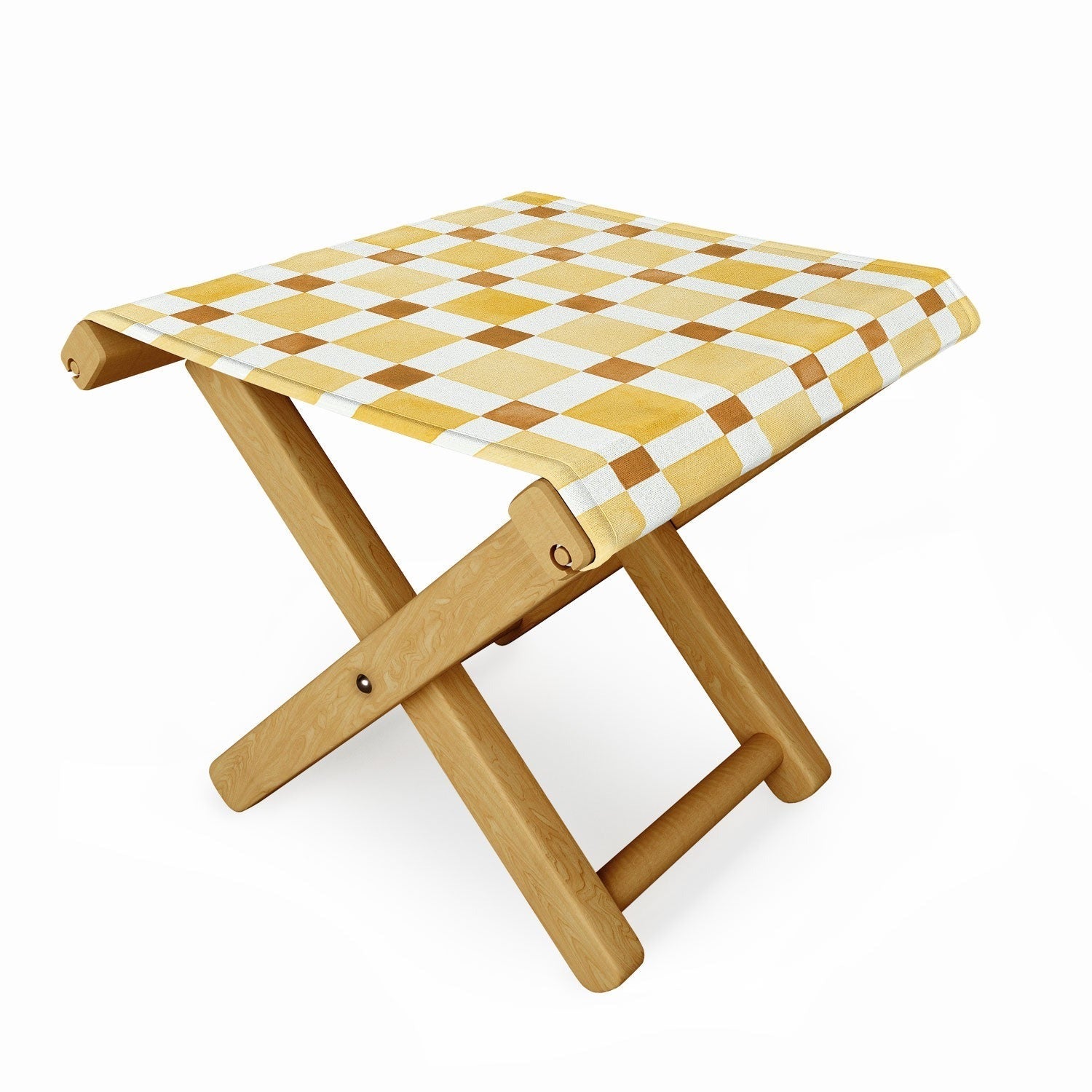 Ninola Design Everyday Artifact Checker Mosaic Tiles Geometry Yellow Folding Stool