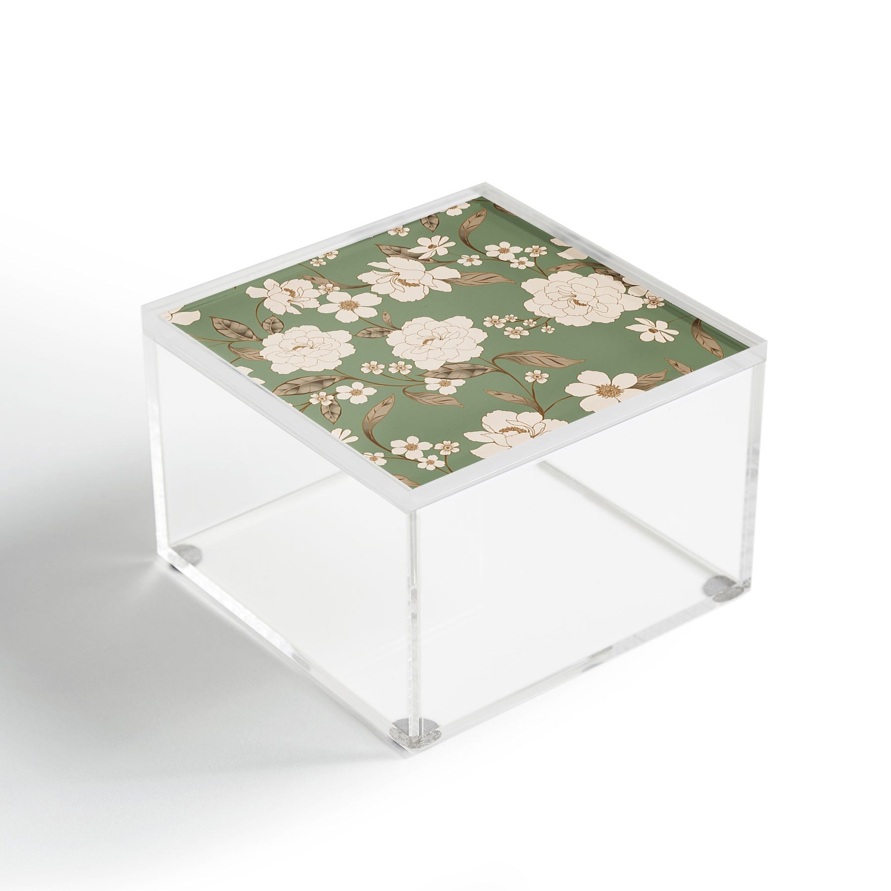 Gabriela Fuente Olive Floral Roberta Acrylic Box