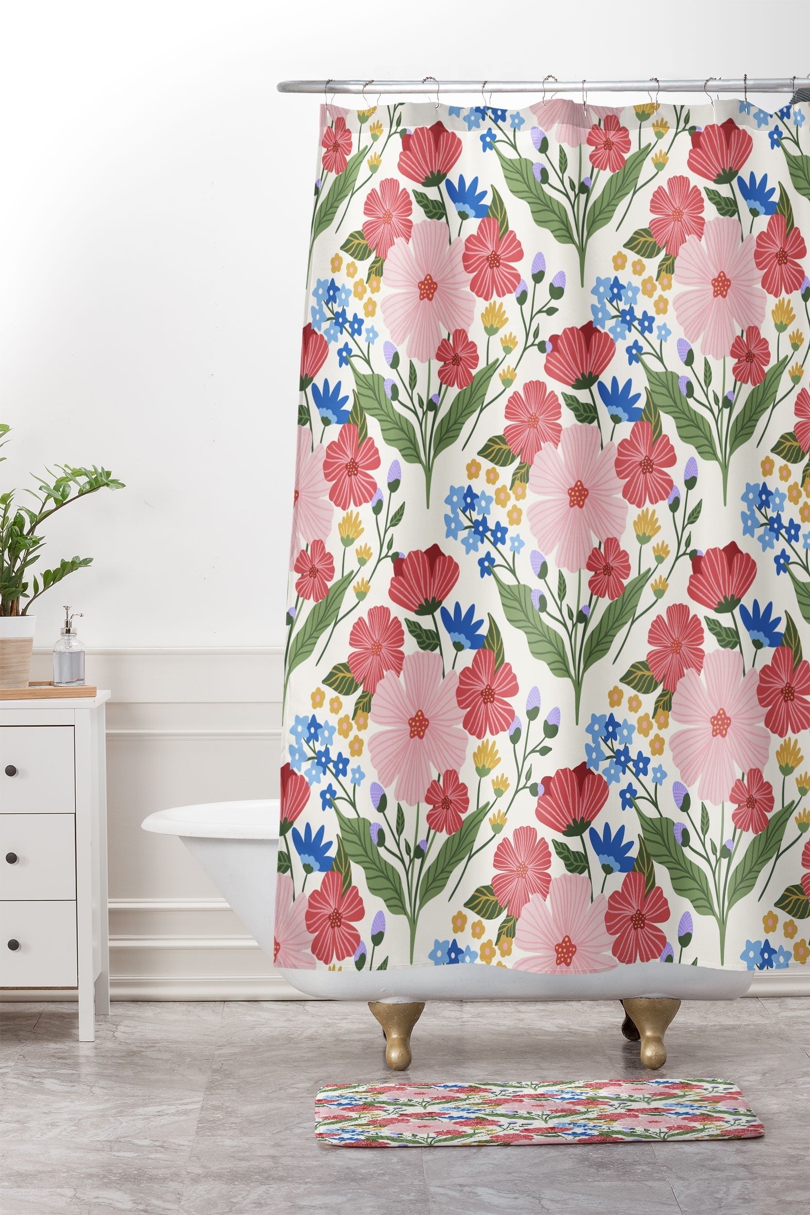 Design by Spark Wild Bloom Flowers Memory Foam Bath Mat