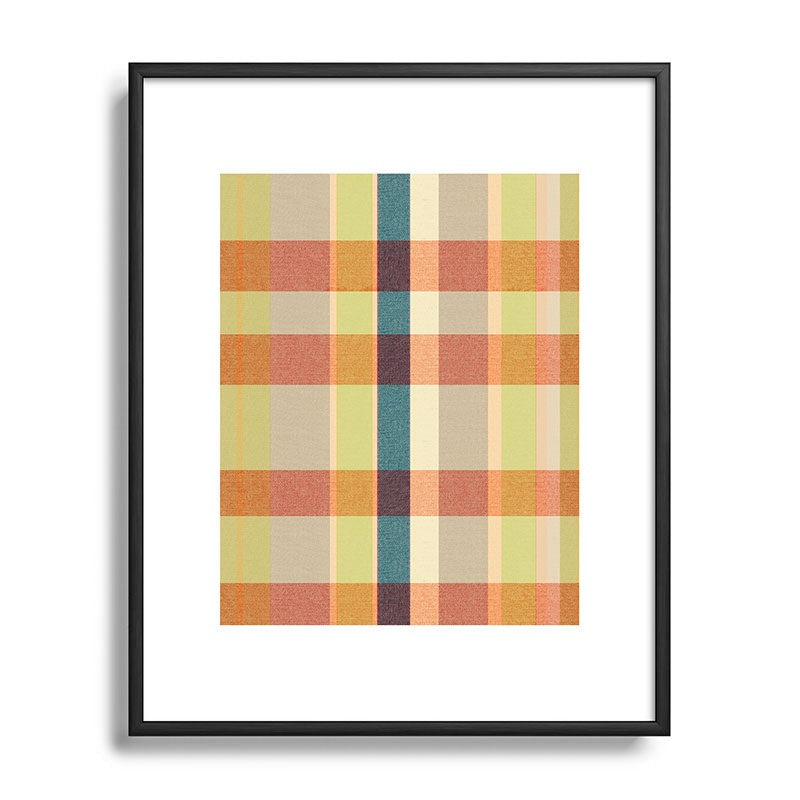 Marta Barragan Camarasa Retro Picnic Plaid Warm Tones Metal Framed Art Print