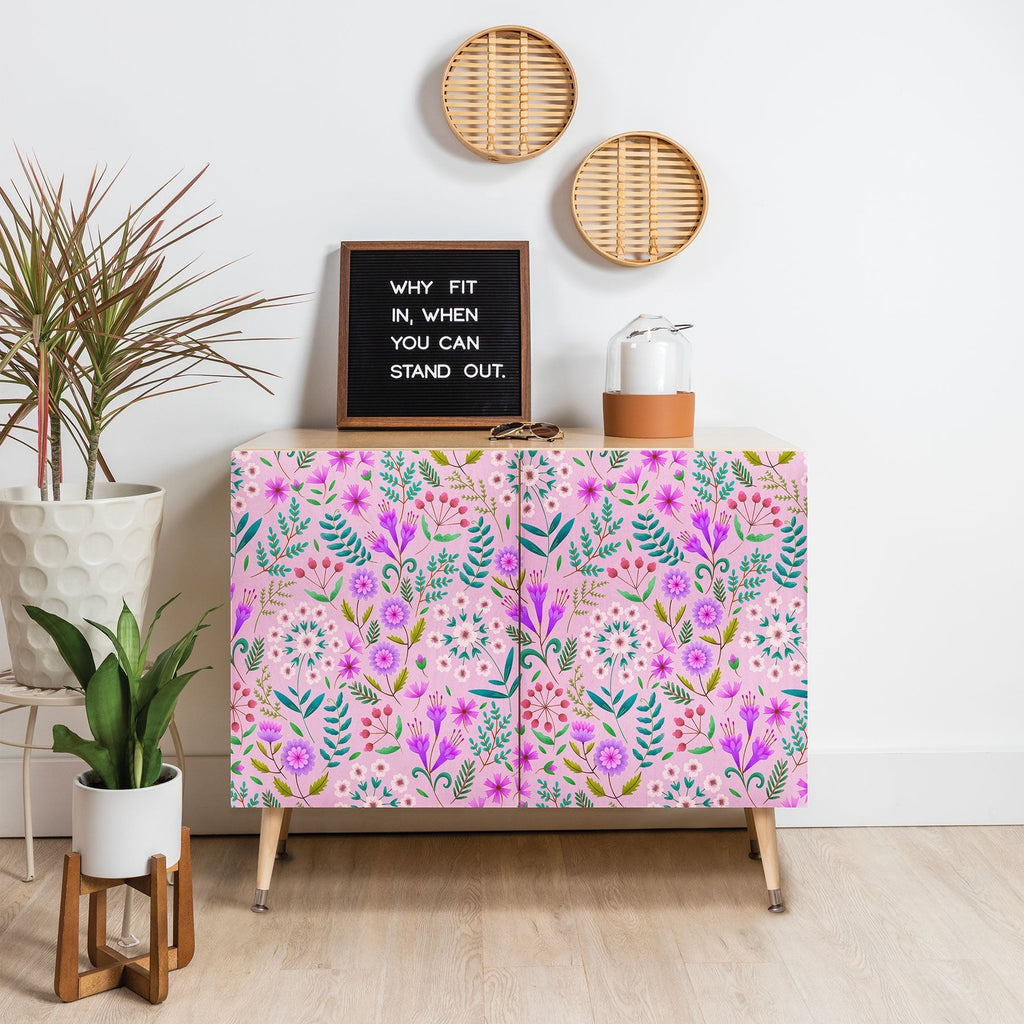 Pimlada Phuapradit Ditsy Purple Floral Half Drop Credenza