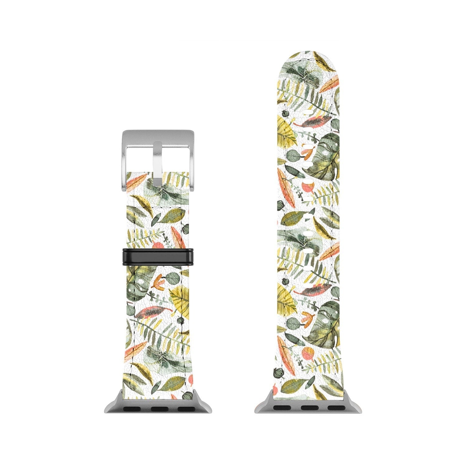 Ninola Design Botanic Retreat Tropical Jungle Leaves Botanical Green Orange Apple Watch Band