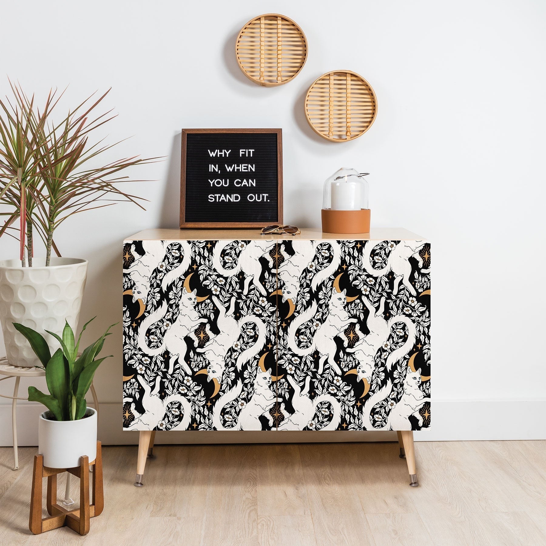 Avenie Celestial Cats Gold Credenza
