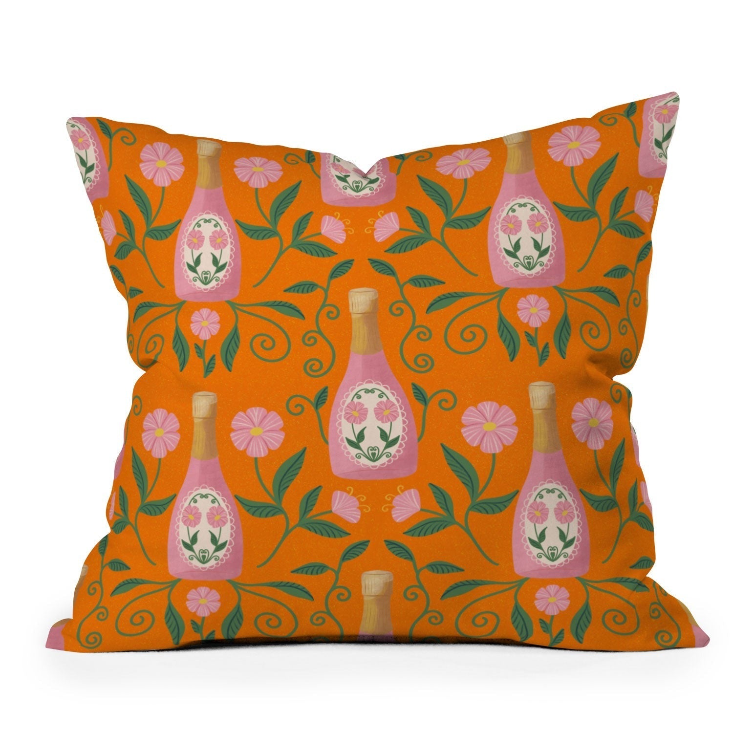 Design by Spark Rose Bubbly And Florals Outdoor Throw Pillow
