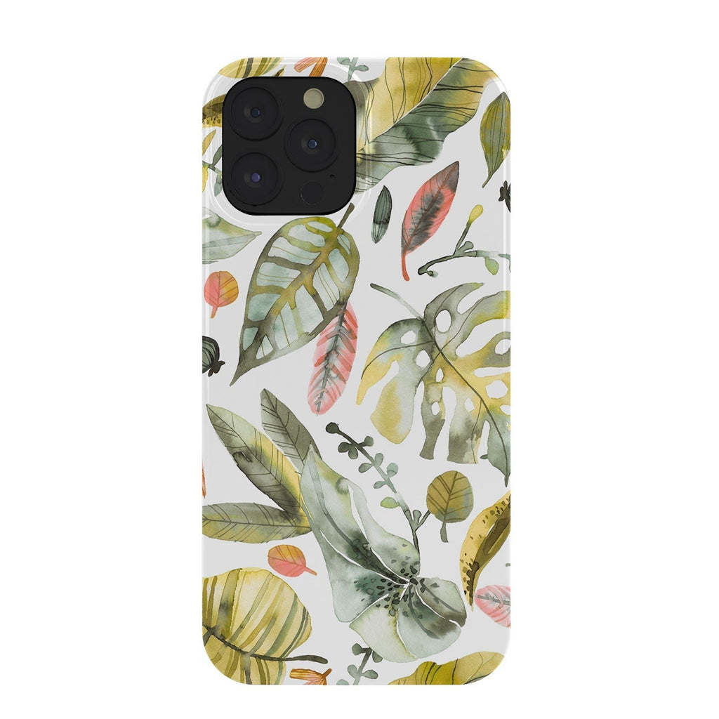 Ninola Design Botanic Retreat Tropical Jungle Leaves Botanical Green Orange Phone Case