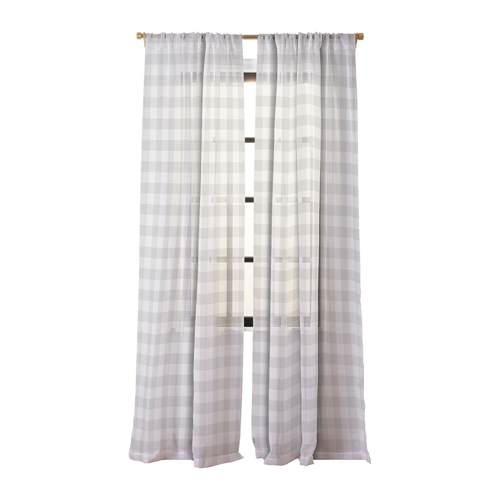 Colour Poems Gingham Plaid Pattern Cloud White Sheer Window Curtain