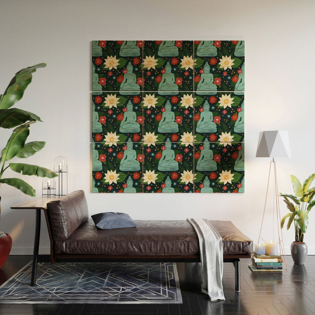 Design by Spark Meditating Lotus Buddha Wood Wall Mural