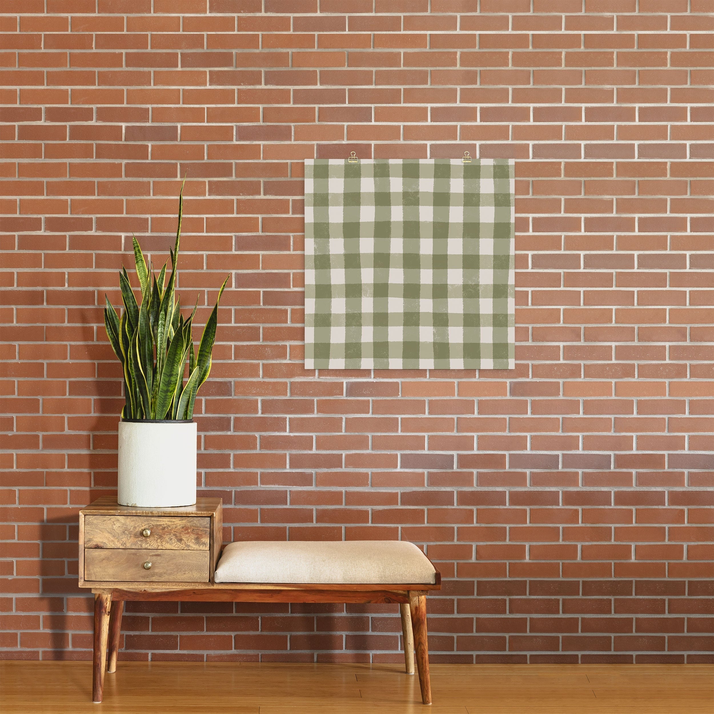 Menina Lisboa Rustic Green Plaid Art Print
