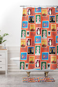 Design by Spark Classic Book Cat Stamps Shower Curtain And Mat